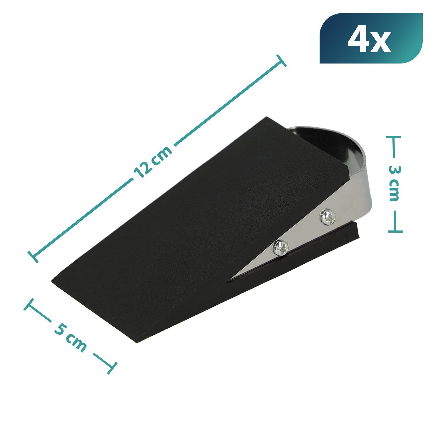 WESTCOTT Bodentürstopper Türstopper Schwarz 4 Stück, Gummi Keil rutschfest,12 x 5 x 3 cm (Vorteilspack, 4 St), Passend für alle Türen und Böden – Bild 4 von 5