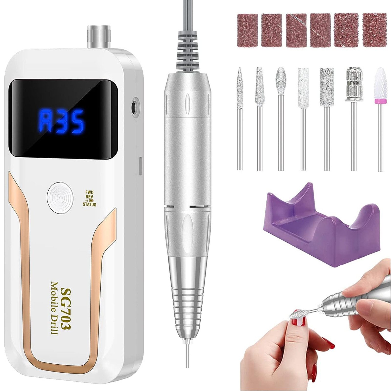 Comfy Mate Maniküre-Pediküre-Set Elektrischer Nagelfräser, 3600-mAh-Akku 12-teiliges Maniküre Set