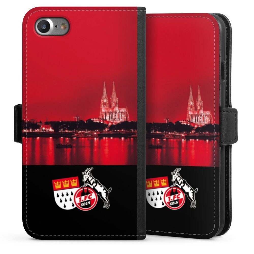 DeinDesign Handyhülle Skyline 1. FC Köln Offizielles Lizenzprodukt Skyline Köln Rot, Apple iPhone 8 Hülle Handy Flip Case Wallet Cover Handytasche Leder
