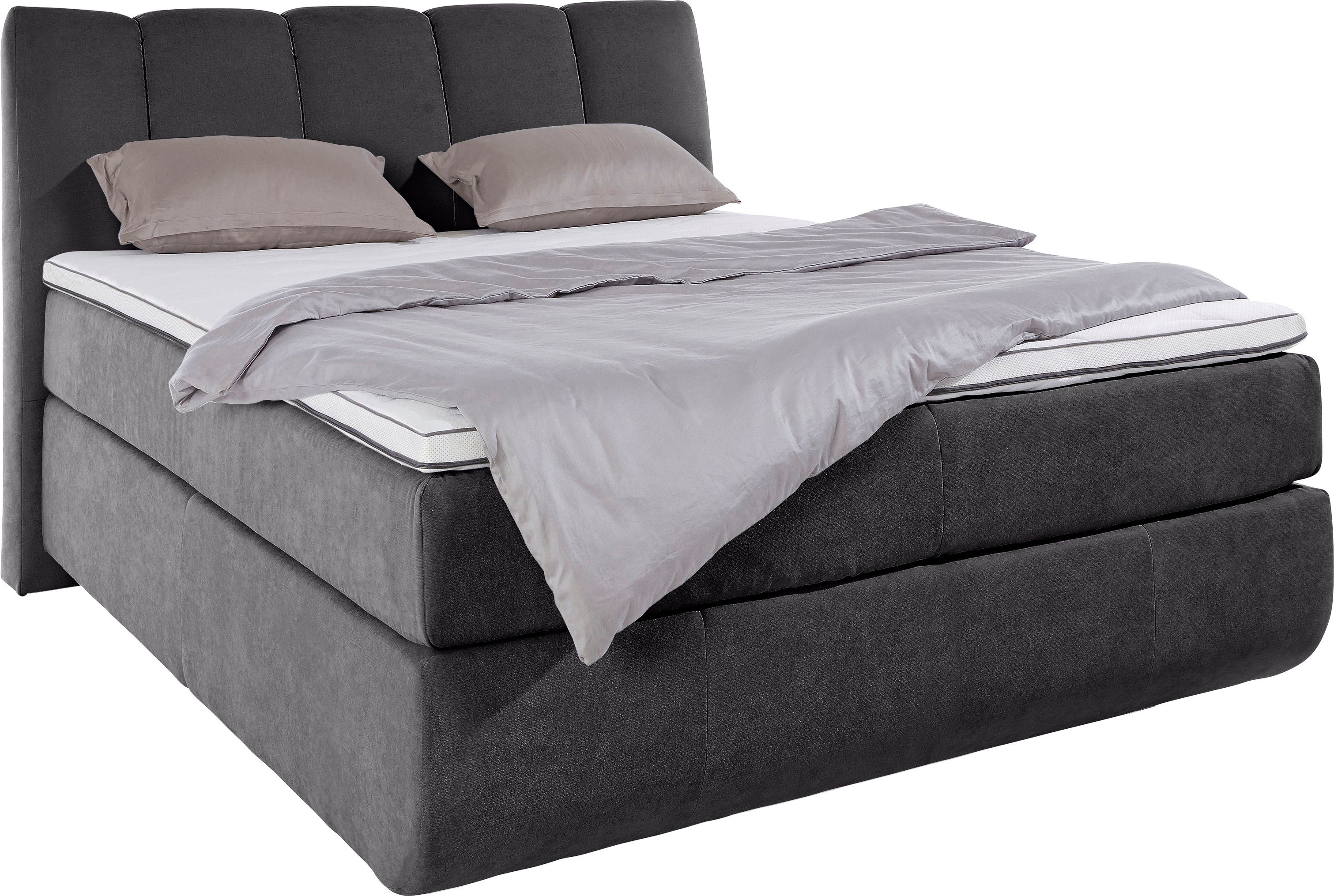 Home affaire Boxspringbett OCÉANE inkl. 7-Zonen-TFK-Matratze H2-H4, Inkl. Topper, bodenfreie Schwebeoptik, 140/180 cm x 200 cm