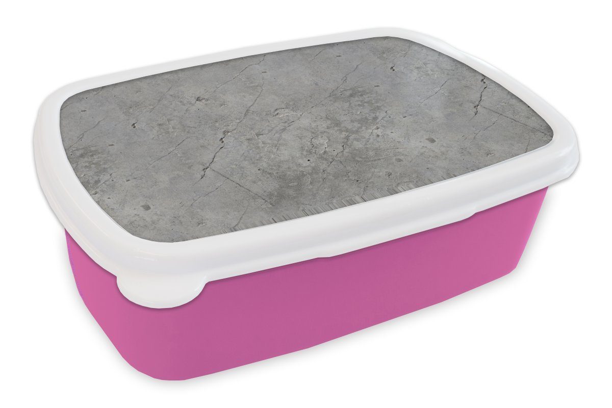 MuchoWow Lunchbox Muster - Beton - Alt, Kunststoff, (2-tlg), Brotbox für Erwachsene, Brotdose Kinder, Snackbox, Mädchen, Kunststoff rosa