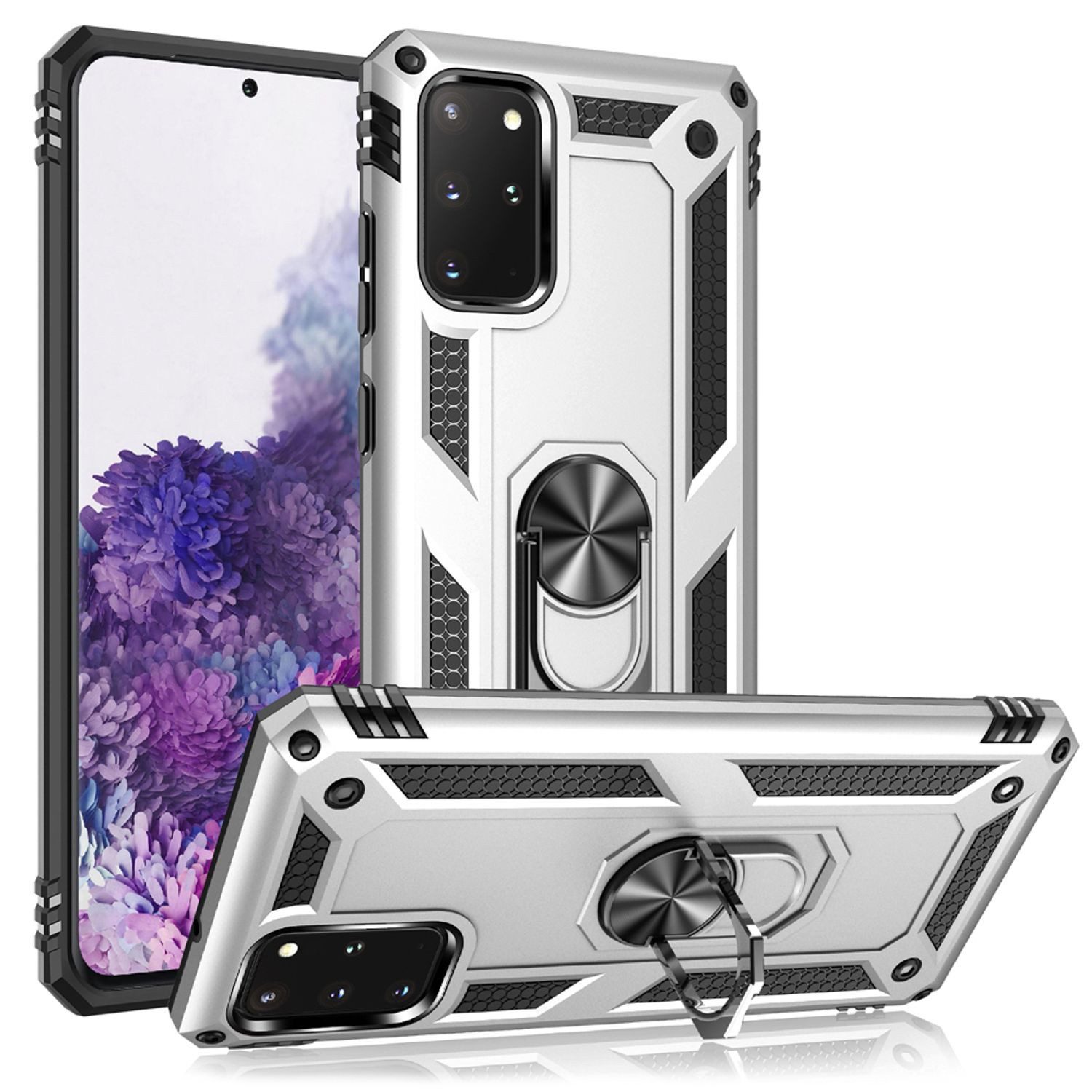 Nalia Smartphone-Hülle Samsung Galaxy S20 Plus 17 cm (6,7 Zoll), Stoßfeste Military-Style Ring Hülle / Extrem Schützend / Outdoor Case