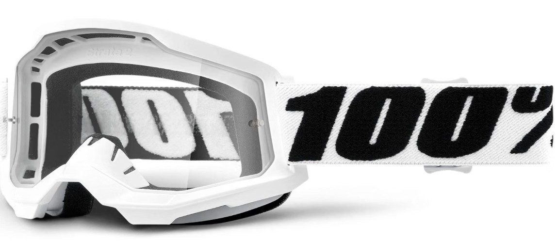 100% Motorradbrille 100% Strata V2 goggle Motocross Brille Weiss (Clear)