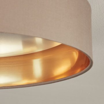 hofstein Deckenleuchte »Piani« LED Deckenlampe runde aus Metall/Stoff in Rose, 3000 Kelvin, weiß und goldfarben, e Deckenlampe, 1 LED 24 Watt, 2100 Lumen