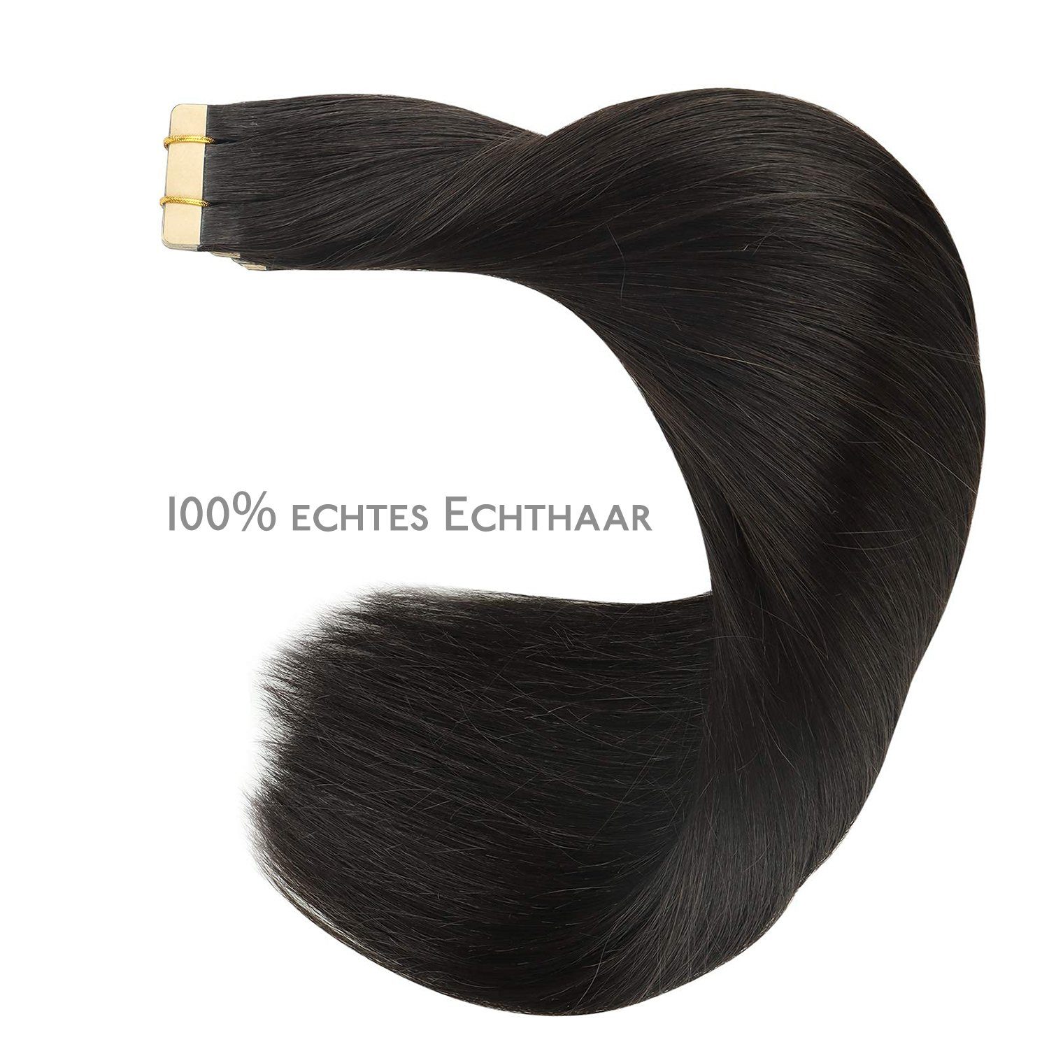 Echthaarverlängerungen, 20 Stück im Echthaar-Extension Wennalife Klebeband Haar, nahtlos glatt