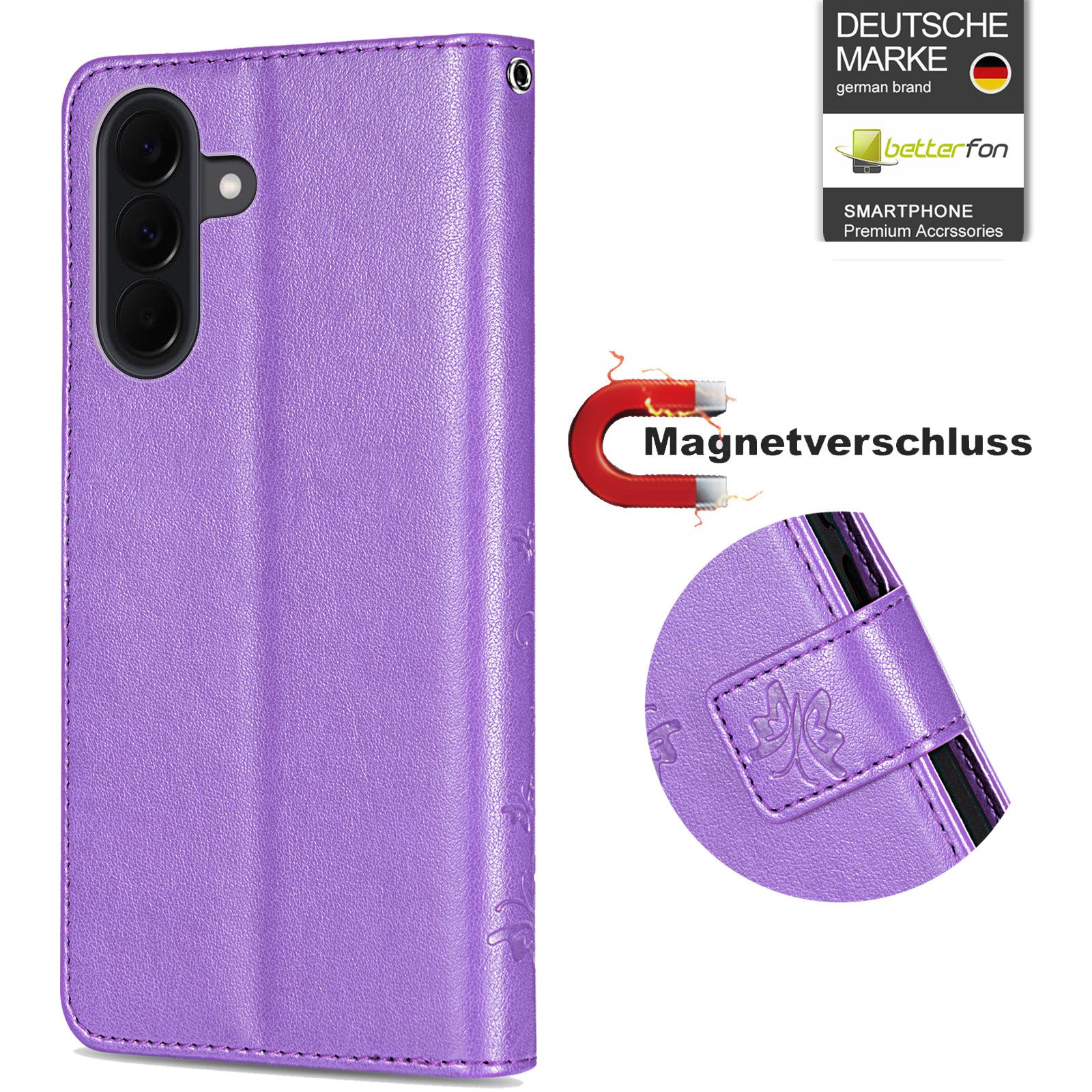 betterfon Handyhülle für Samsung Galaxy Modelle Klapphülle mit Kartenfächern, Bookstyle-Hülle mit Magnetverschluss, Smartstand & Kunstleder – Bild 2 von 5