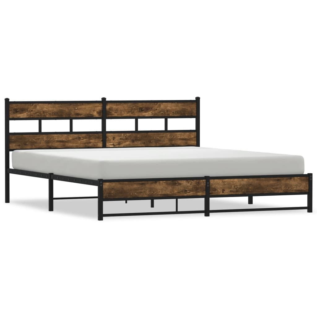 vidaXL Bett Metallbett ohne Matratze Räuchereiche günstig online kaufen
