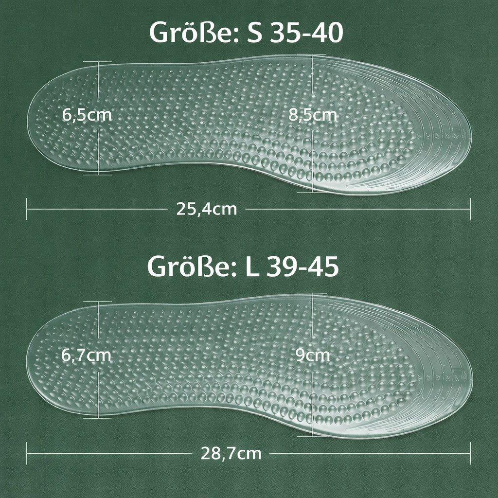 COOL-i ® Einlegesohlen Silikon-Massage-Einlegesohlen – Rutschfest & atmungsaktiv, für Druckentlastung & Komfort