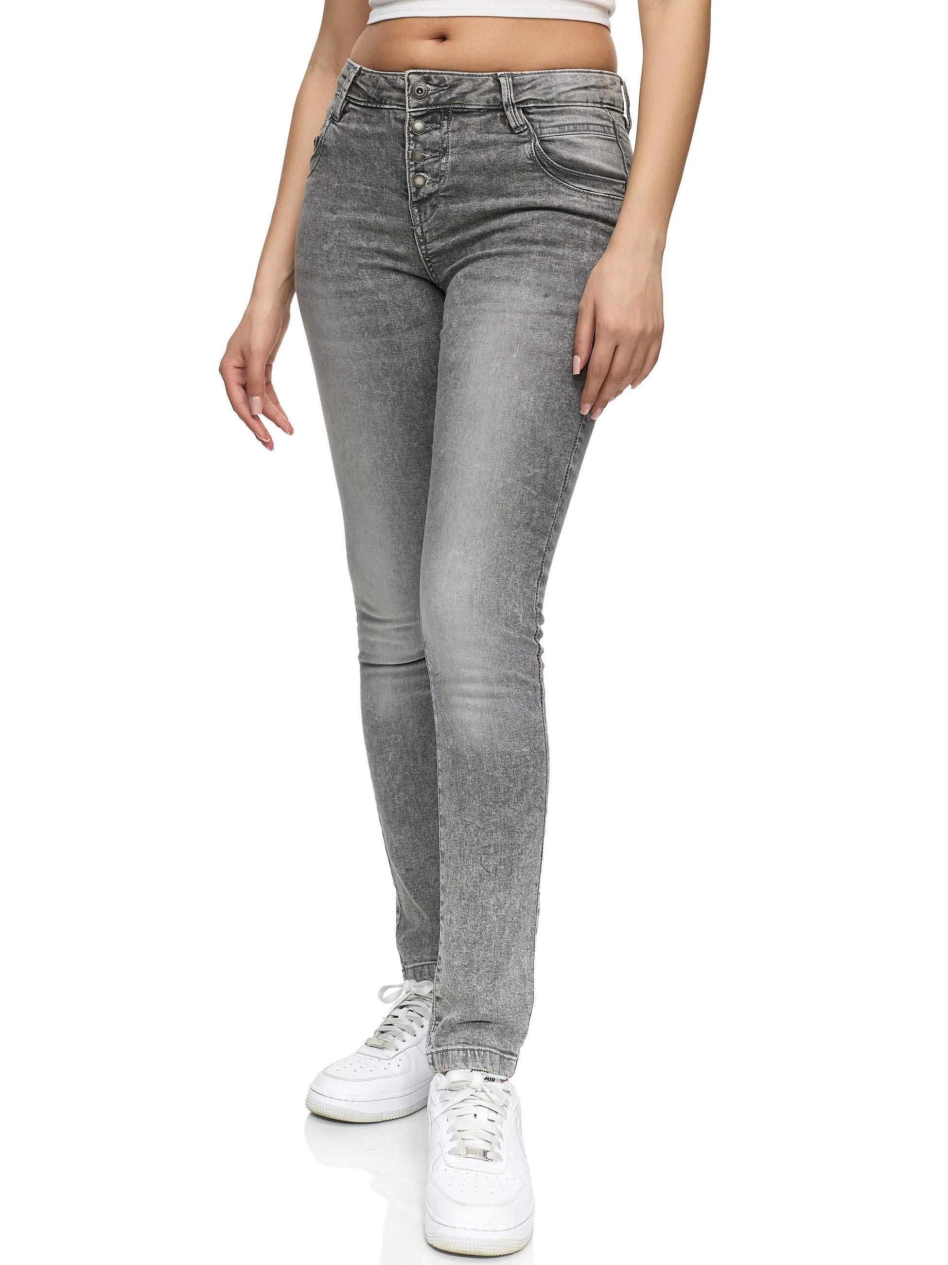 REPUBLIX Stretch-Jeans ISLA Damen Knopf Mid Waist Stretch Denim Jeans – Bild 4 von 5