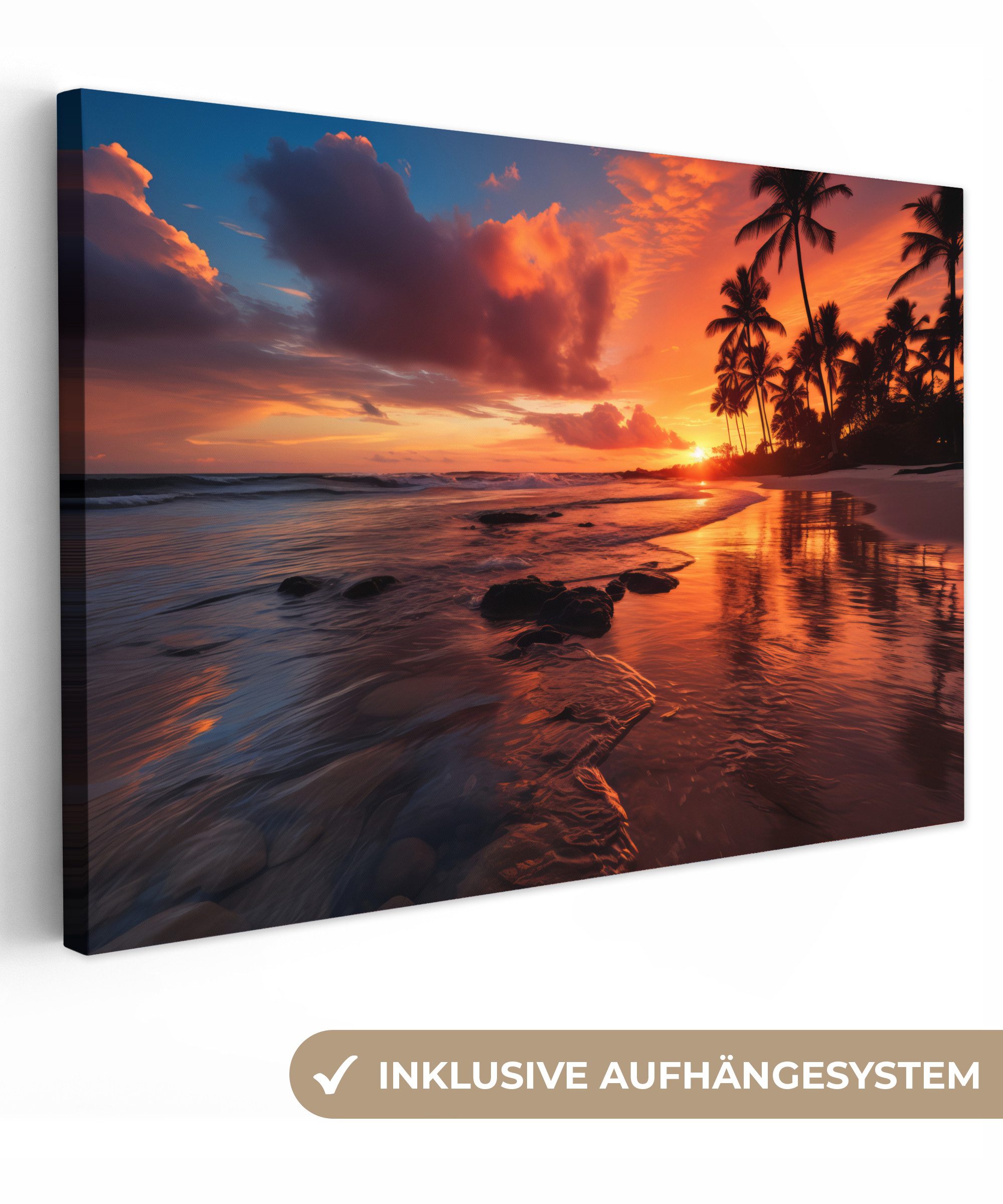 OneMillionCanvasses® Leinwandbild Sonnenuntergang - Palmen - günstig online kaufen