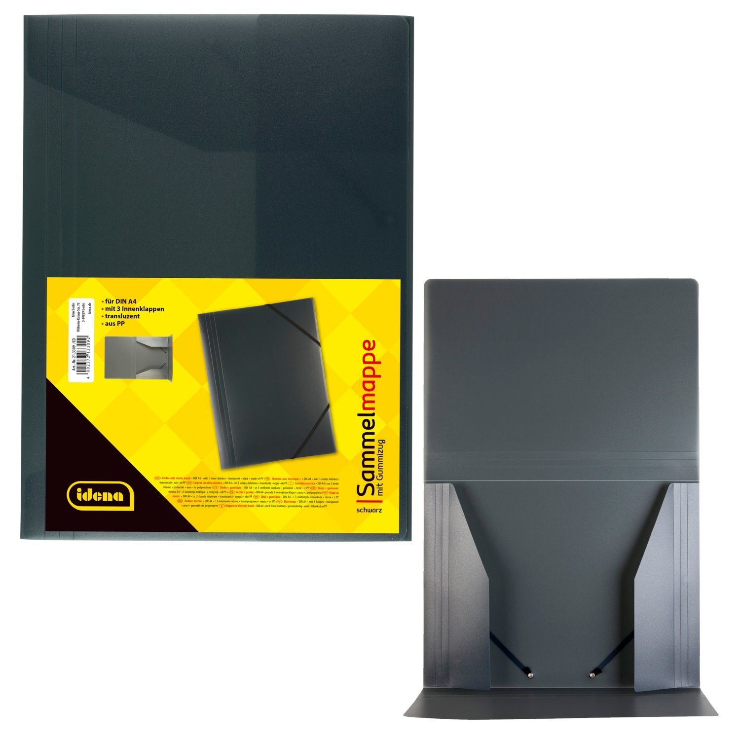 Idena Hefter Idena 213309 - Sammelmappe mit Gummizug für DIN A4, aus Polypropylen