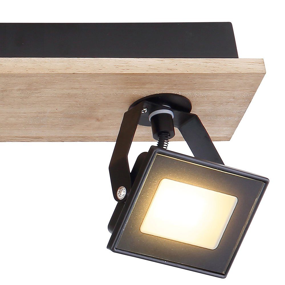 Glas Deckenlampe Holzlampe fest LED-Leuchtmittel Warmweiß, Deckenspot, Wohnzimmer LED Deckenleuchte Deckenstrahler mit etc-shop verbaut,