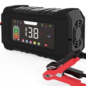 Novzep Autobatterieladegerät, 12 V 6 A, Batterie-Erhaltungsladegerät, Autobatterie-Ladegerät (mit Temperaturkompensation für Auto, LKW, Motorrad, Rasenmäher)