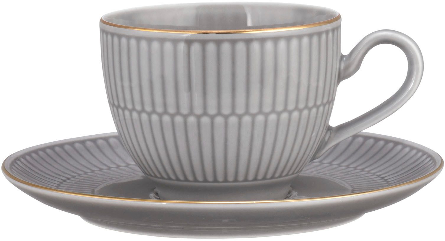 Seltmann Weiden Tasse Amina, 1-tlg., Porzellan, Kaffeetasse aus Porzellan mit Relief und edler Goldumrandung