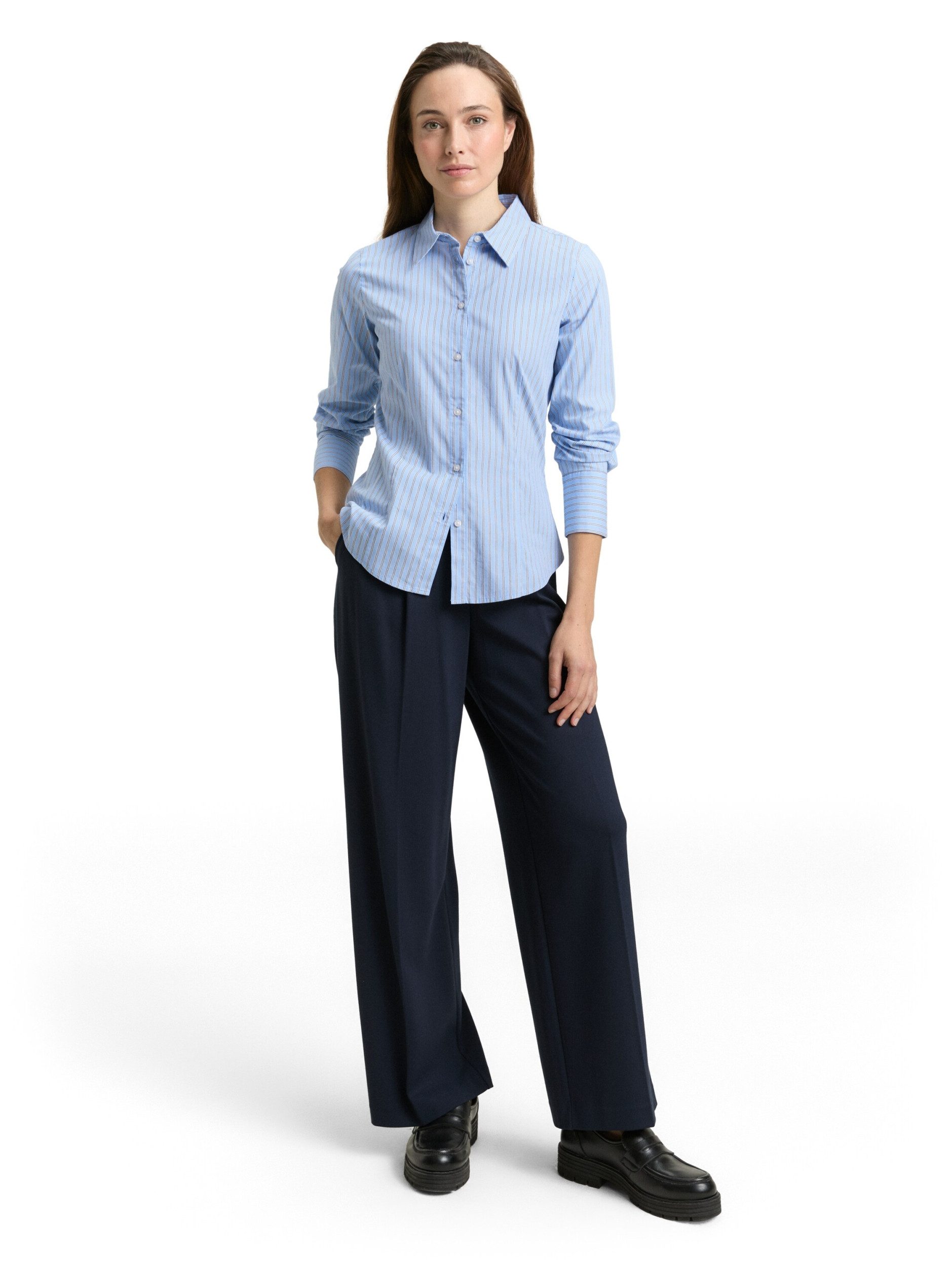 TOM TAILOR Blusentop Slim-Fit Popeline Hemdbluse - Slim Fit