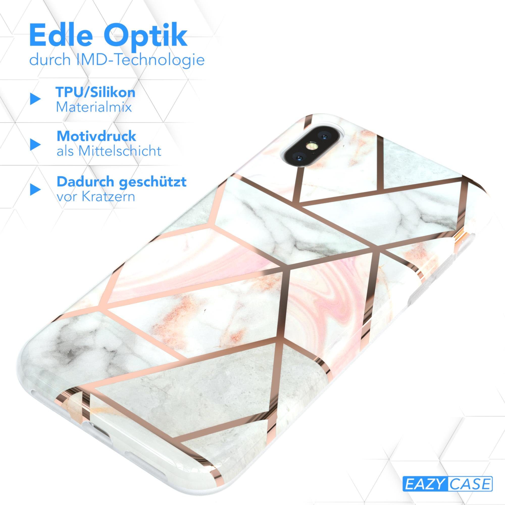EAZY CASE Handyhülle IMD Motiv Cover für Apple iPhone X / iPhone XS 5,8 Zoll, Silikonhülle stoßfest Silicon Back Cover Motivhülle Tasche Rosé Gold