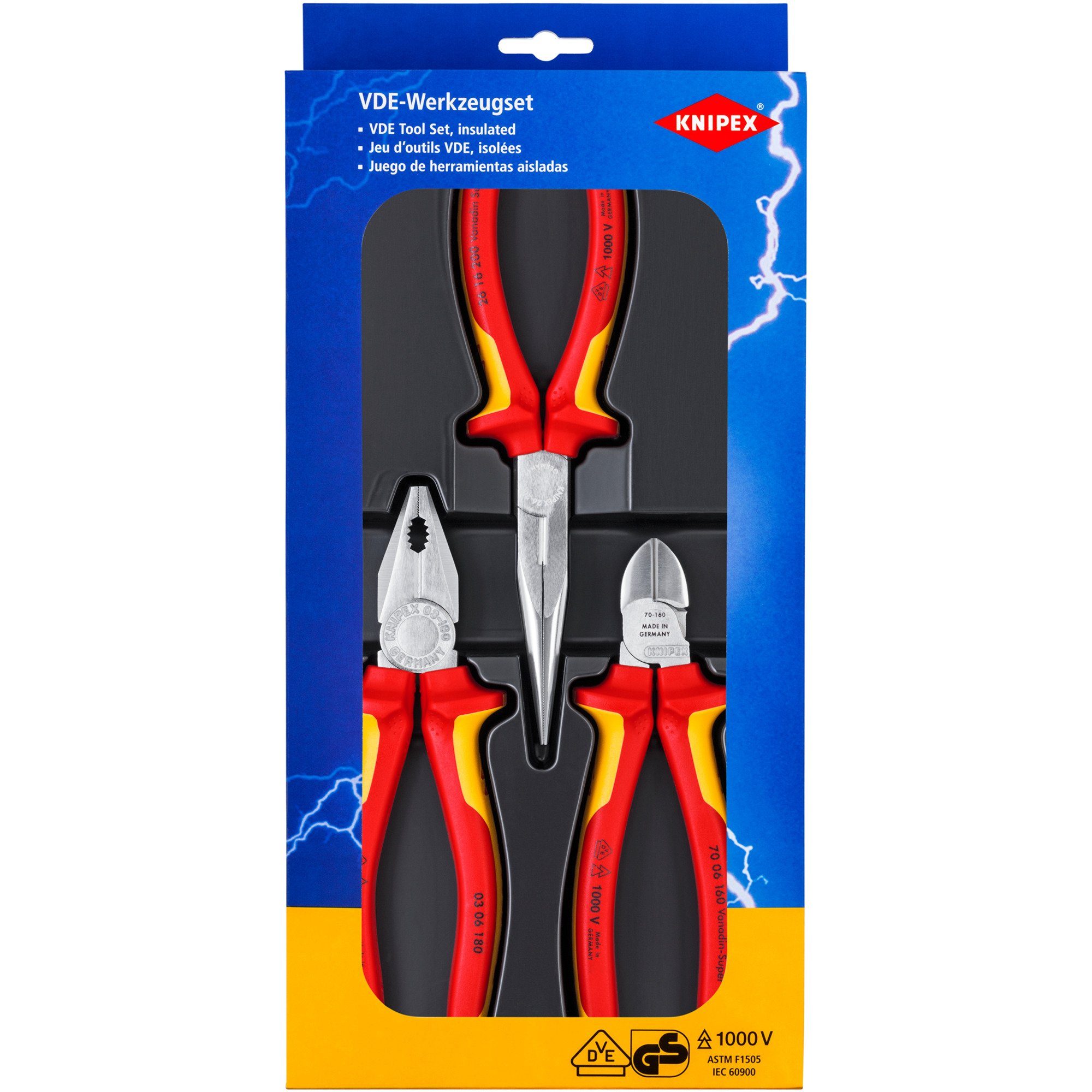 Knipex Elektro-Installationszange KNIPEX Elektro-Paket 00 20 12, Zangen-Set