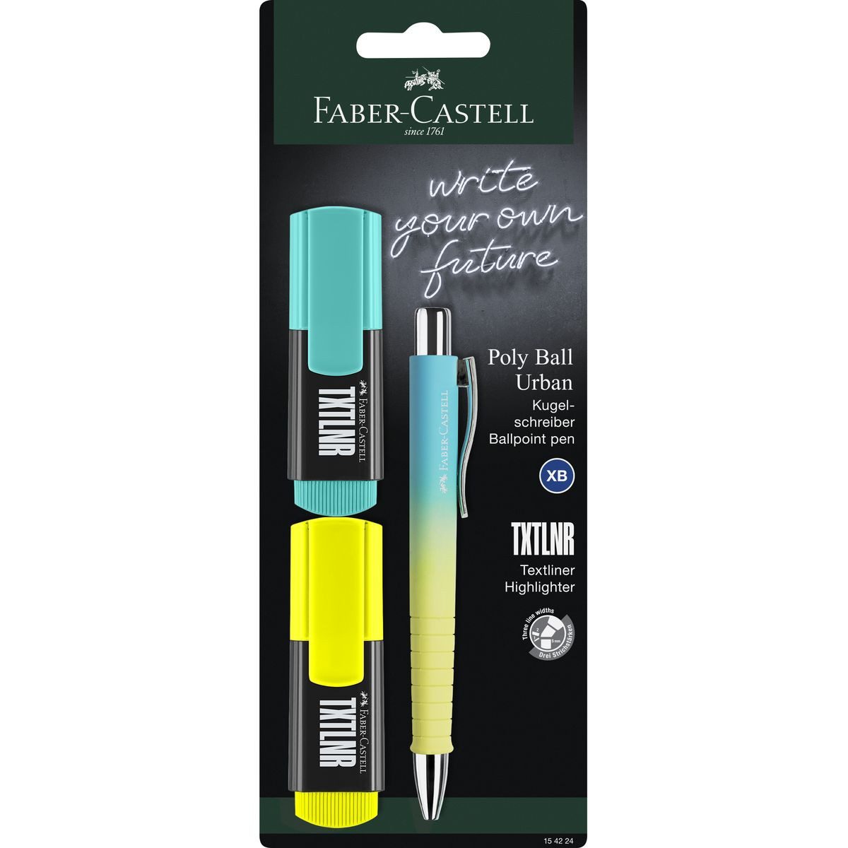 Faber-Castell Kellnerblock FABER-CASTELL Schreibset Textmarker + Poly Ball gelb türkis Blister