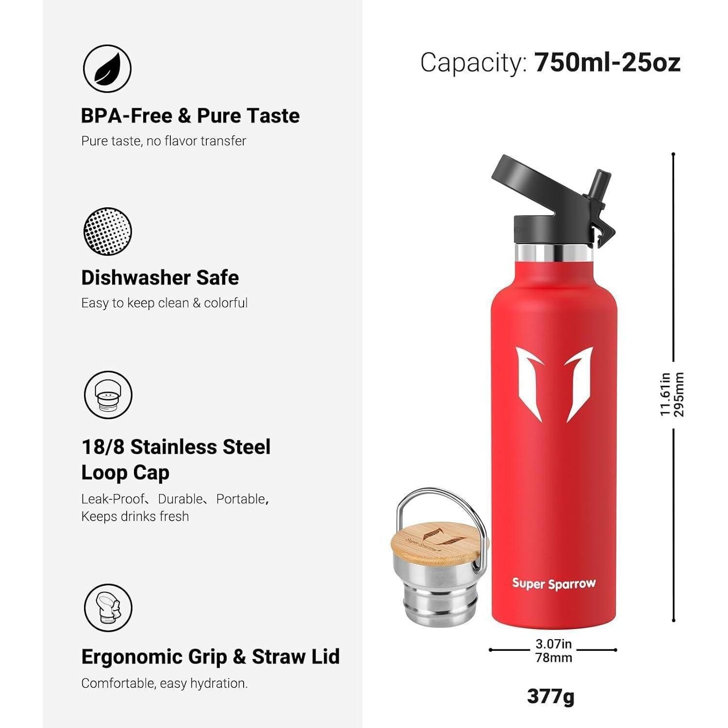 LuxusKollektion Thermoflasche Trinkflasche Edelstahl Auslaufsicher Thermosflasche 750 ml Lava