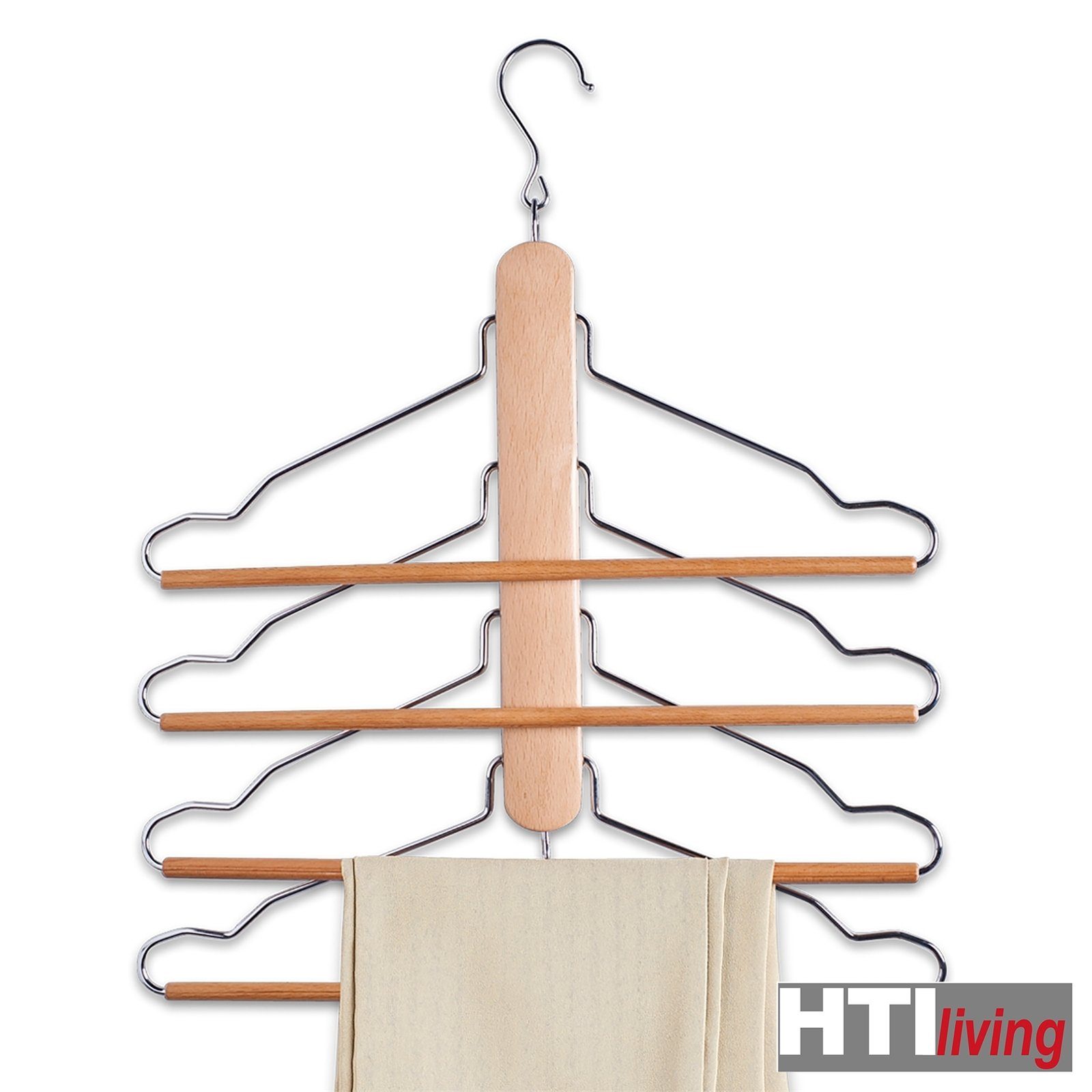 HTI-Living Kleiderbügel Mehrfach-Kleiderbügel Natur verchromt Buche-Metall