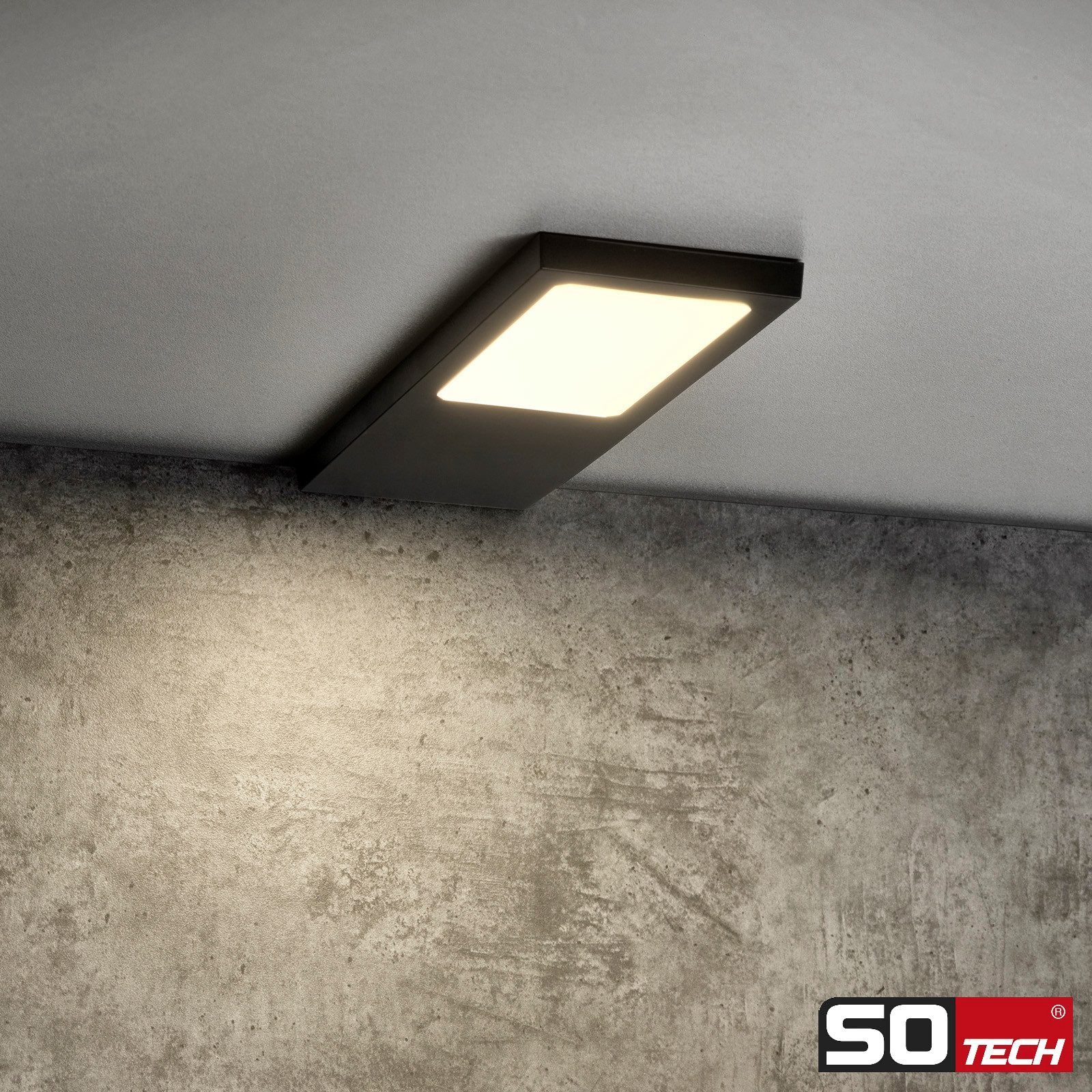 SO-TECH® LED Unterbauleuchte LED Möbelleuchte GIULIA II, stufenlos dimmbar, LED fest integriert, Warmweiß, 1 Leuchte warmweiß ohne Sensor, schwarz