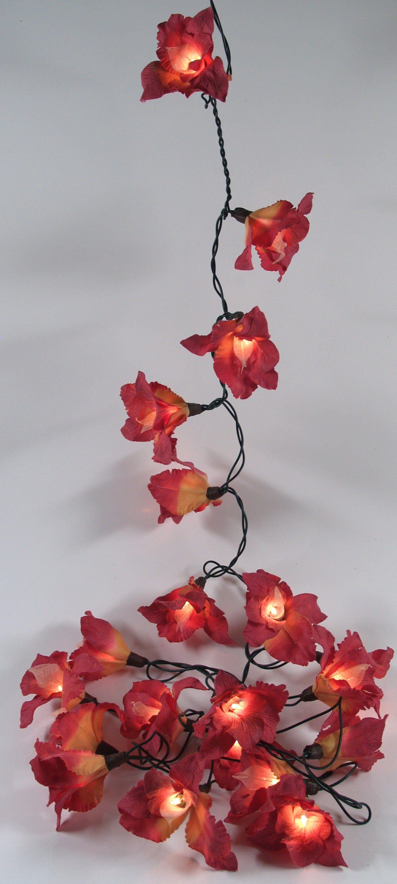 Guru-Shop LED-Lichterkette Lotus Blüten LED Lichterkette 20 Stk. - Blüte rot