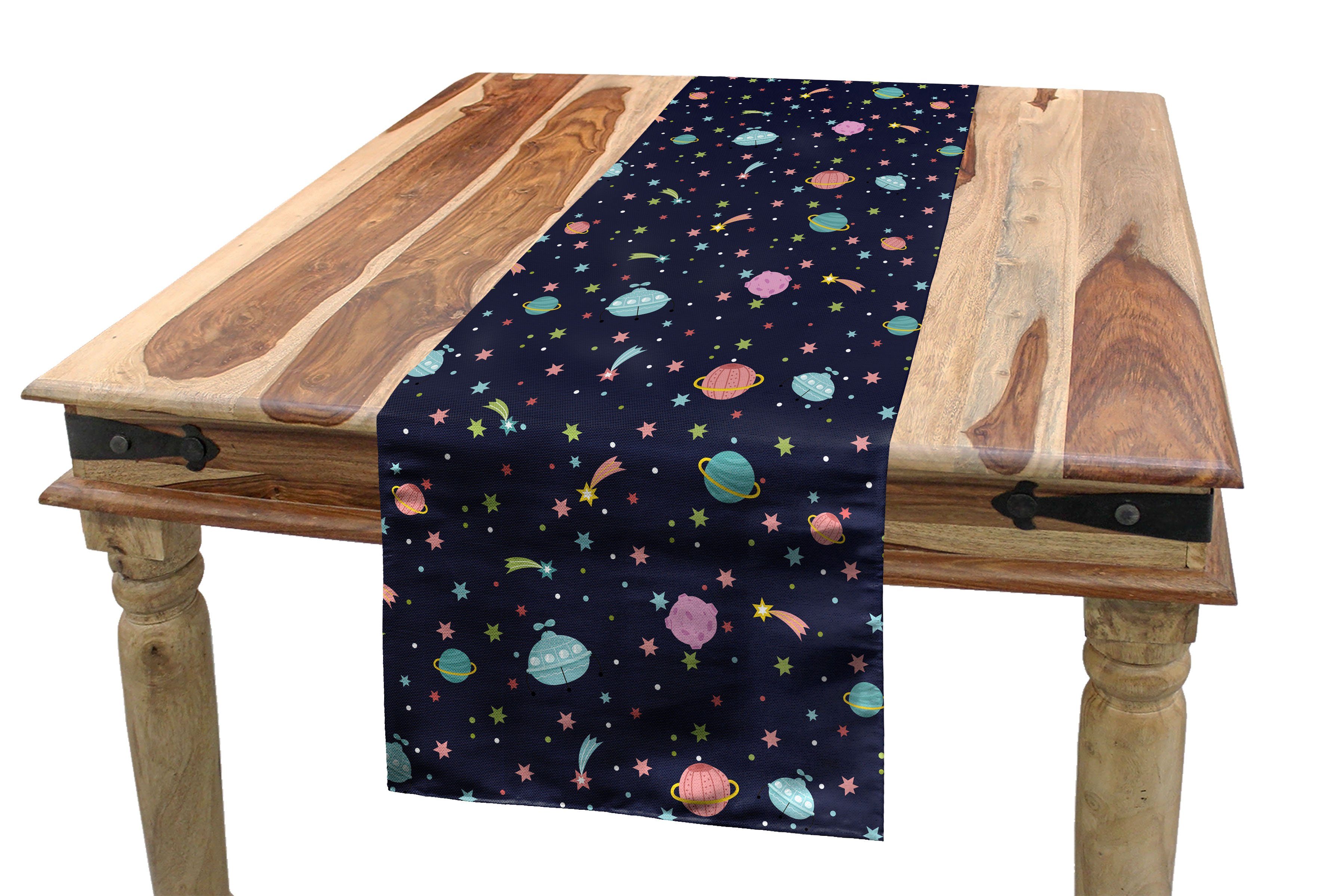 Asteroid Tischläufer, Esszimmer Alien-Planeten Platz Küche Dekorativer Tischläufer Abakuhaus Rechteckiger