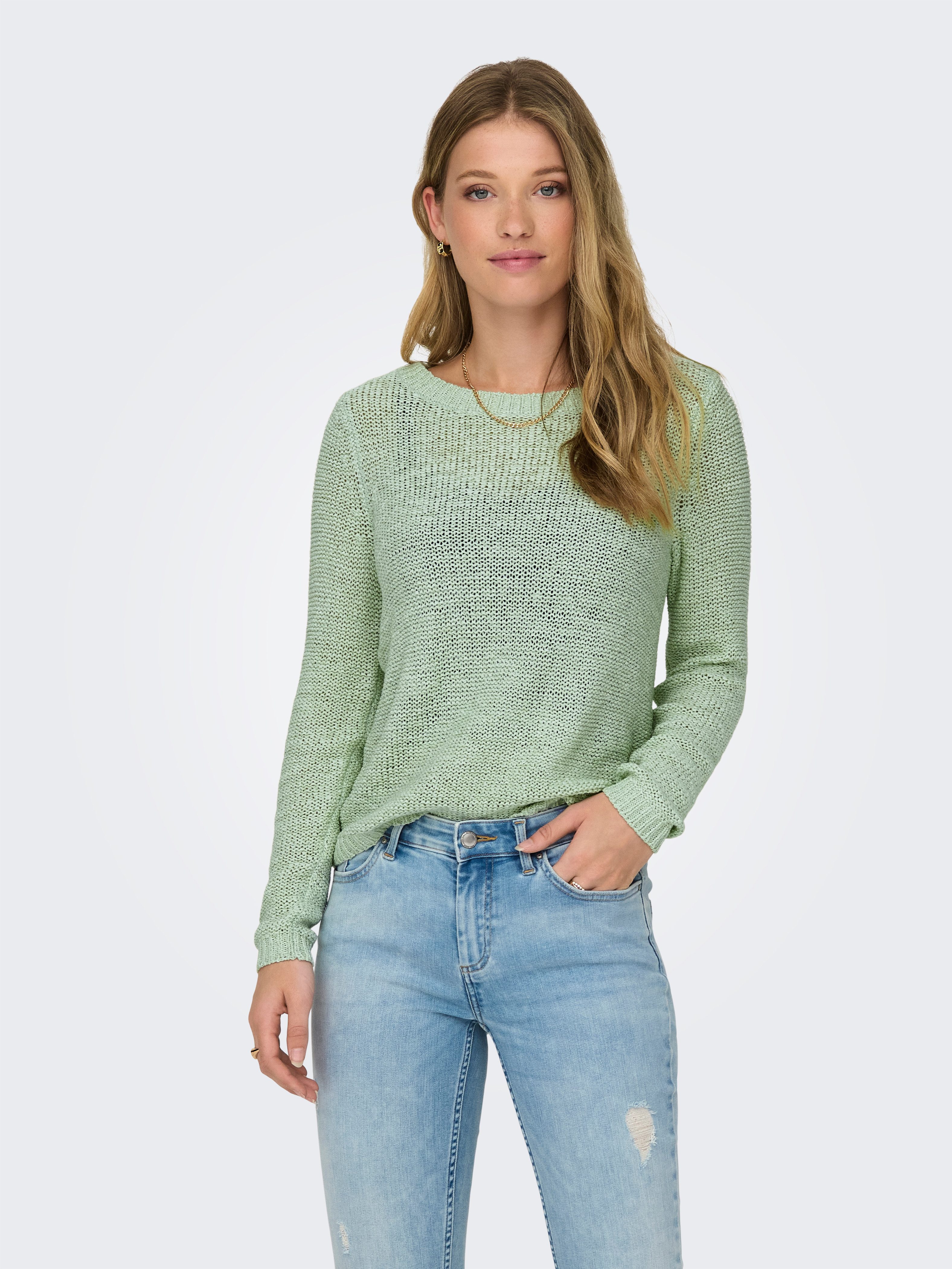 ONLY Strickpullover ONLGEENA XO L/S PULLOVER KNT NOOS Materialmix, regular fit