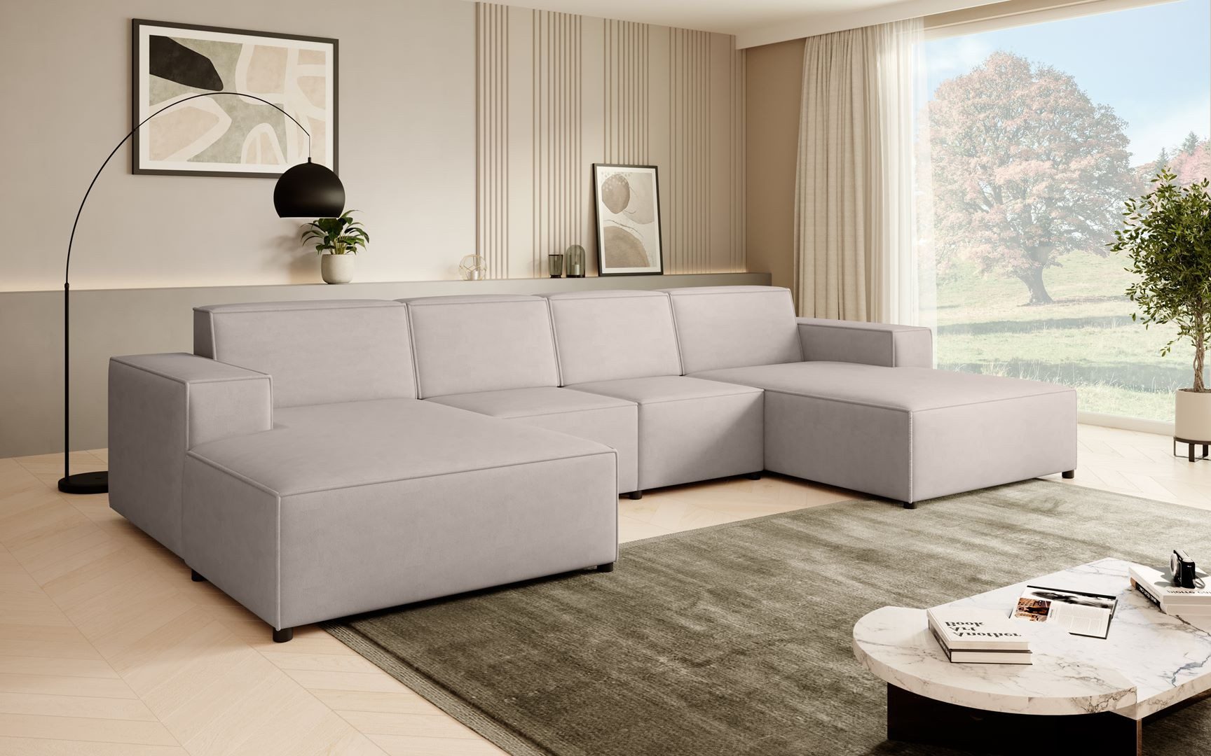 Beautysofa Ecksofa PEDRO U, Freistehendes Möbel, breite Ottomane, modernes Design
