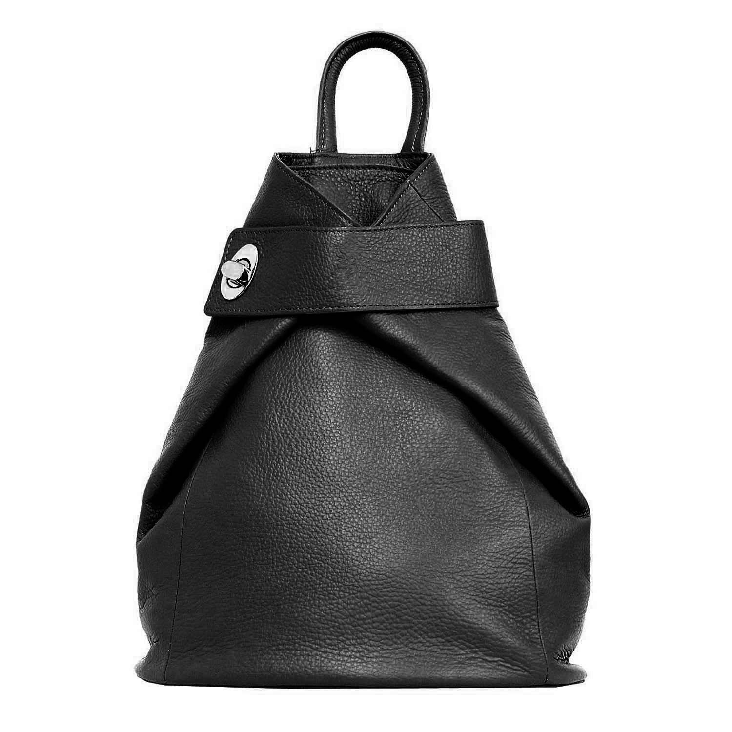 ITALYSHOP24 Rucksack Made in Italy Damen Leder Rucksack Schultertasche, als  Umhängetasche & Handtasche tragbar, XXL Shopper