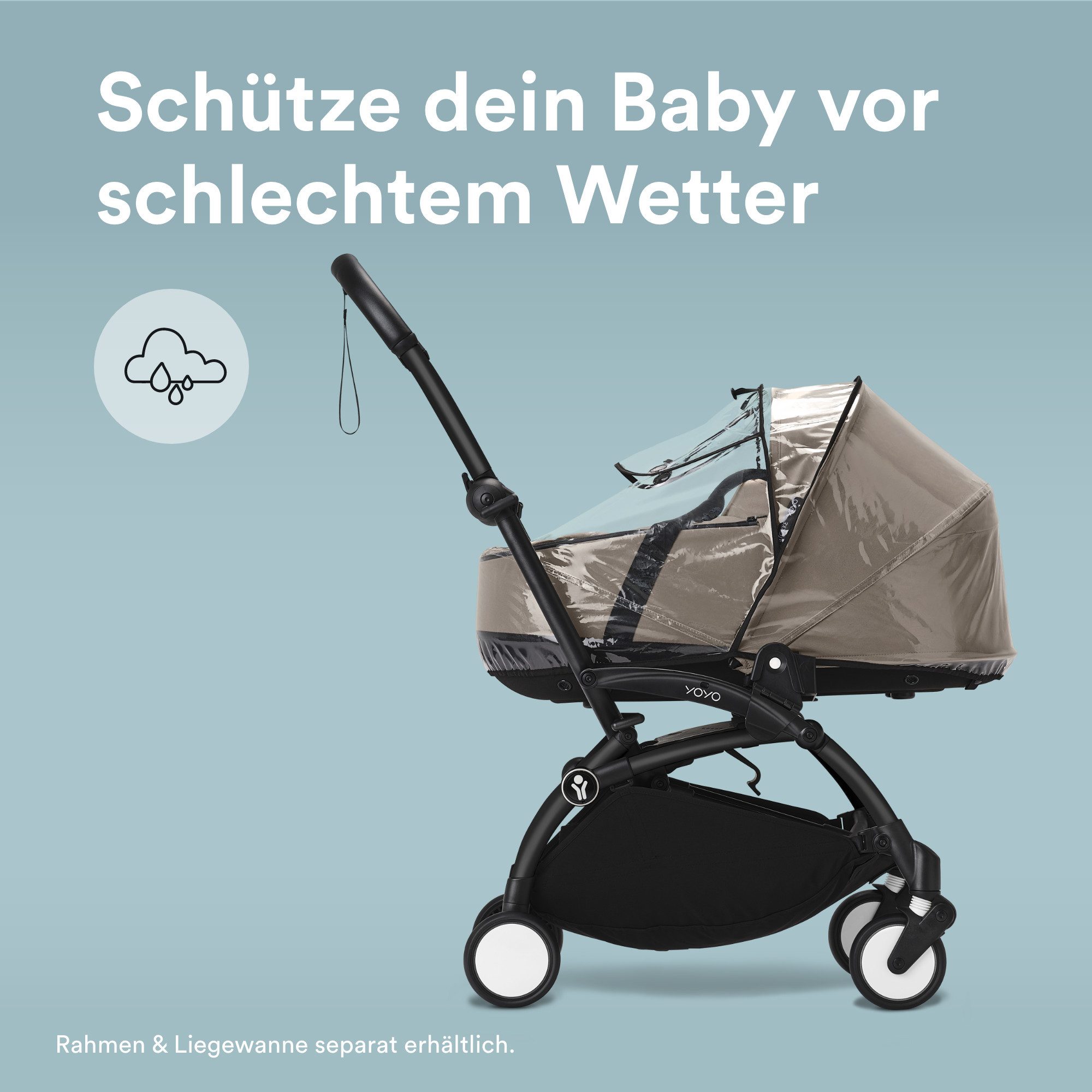 Stokke Kinderwagen-Regenschutzhülle YOYO Regenhülle für Neugeborene, Schütze dein Kind vor schlechtem Wetter