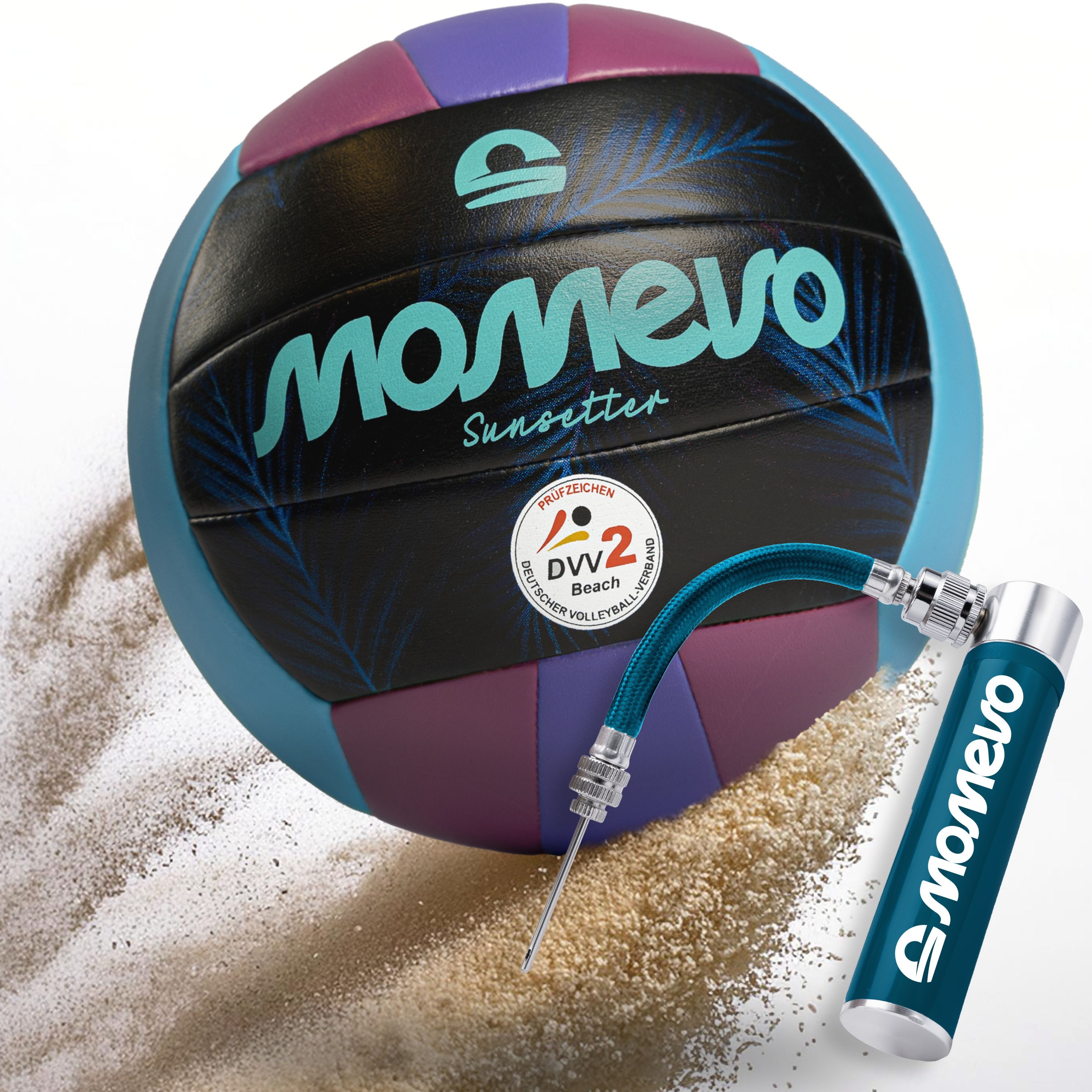 Momevo Beachvolleyball Offizieller Beachvolleyball - DVV zertifiziert, weich und robust, tolle Geschenkidee