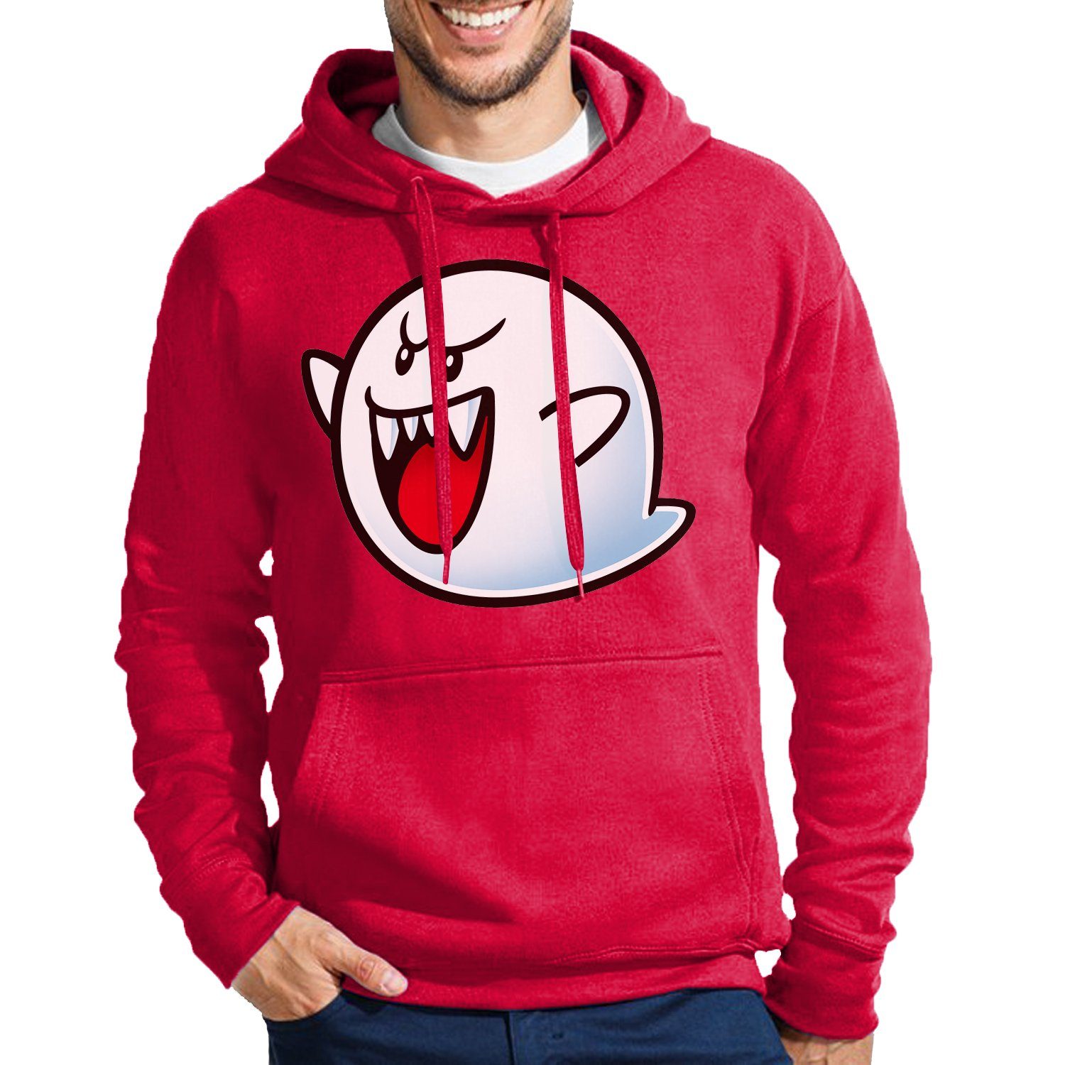 Herren Nintendo mit Konsole Rot Geister Kapuze Blondie Hoodie Gespenst Mario Geist Brownie Boo & Super