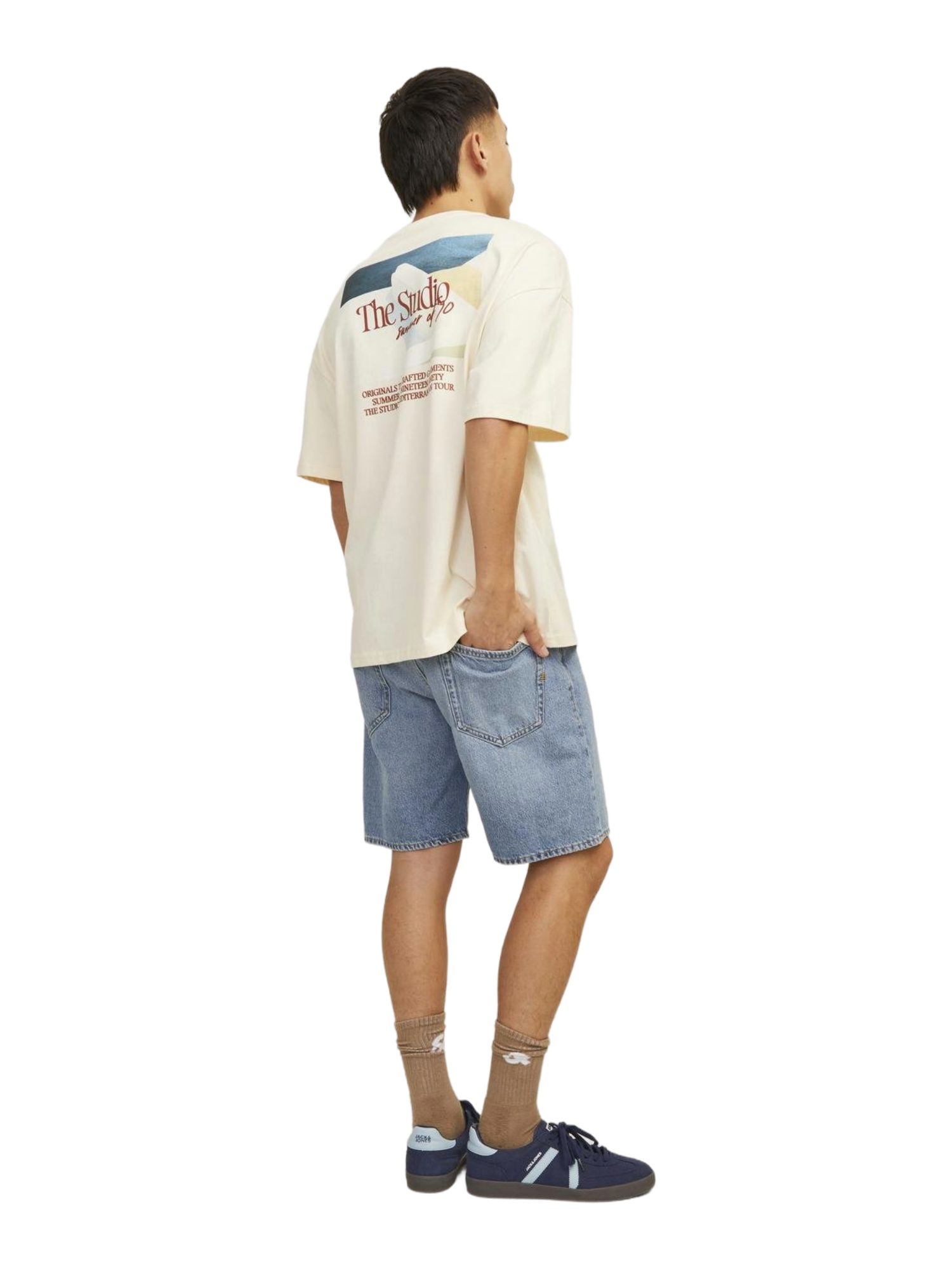 Jack & Jones Bermudas STYD 24 blau, Casual, Baumwolle, Unifarben, Gerade, Mittel
