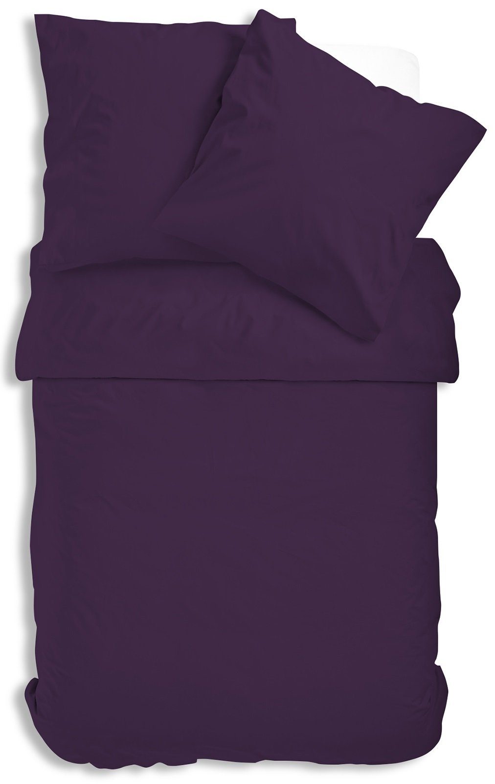 One Home Bettwäsche Uni Einfarbig, Mikrofaser, 4 teilig, mit Reißverschluss