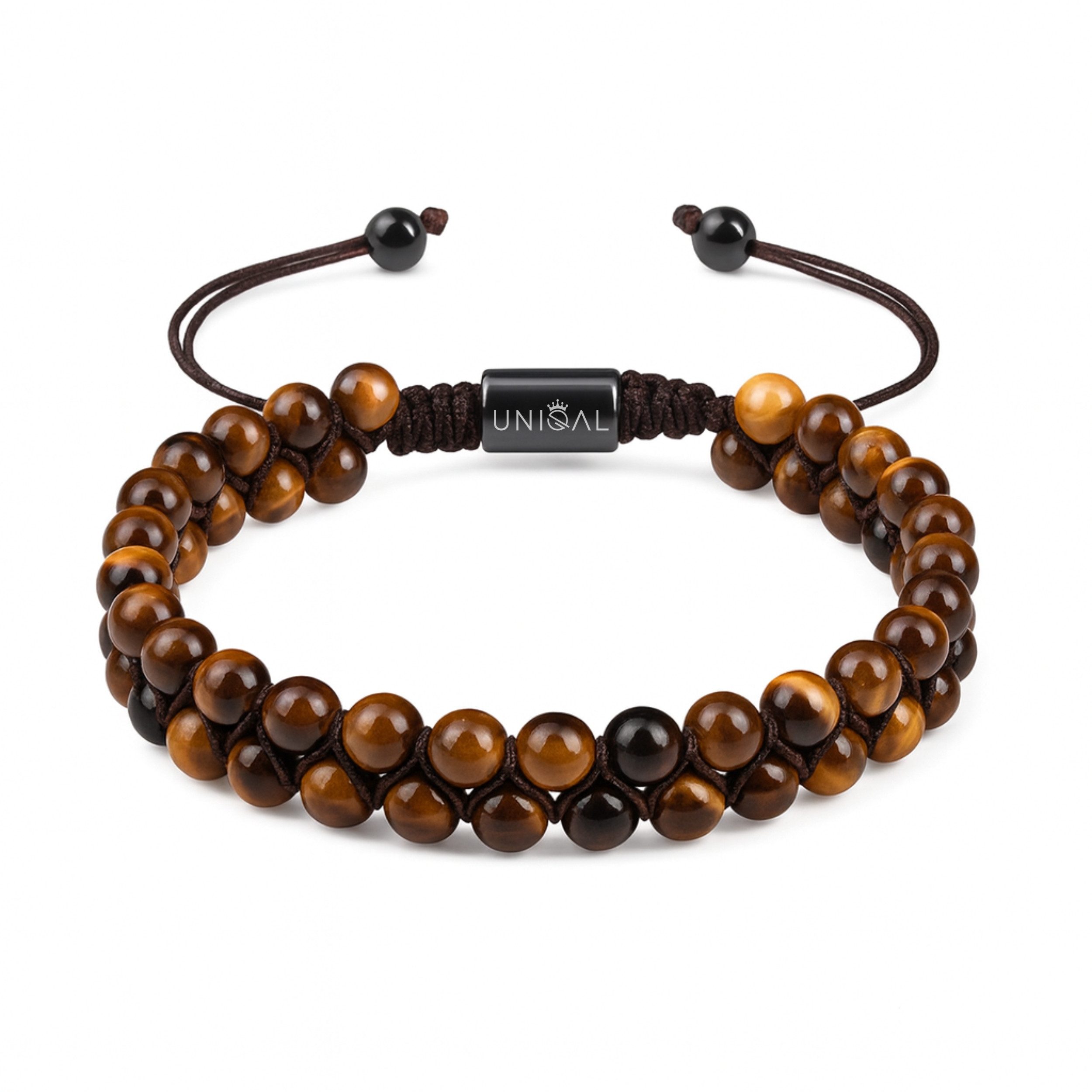 UNIQAL.de Perlenarmband Perlenrmband "UNIQAL" Naturstein, Heilstein, verstellbar, zweireihig (Edelstahl, Naturstein, Casual Style, Heilstein, handgefertigt)