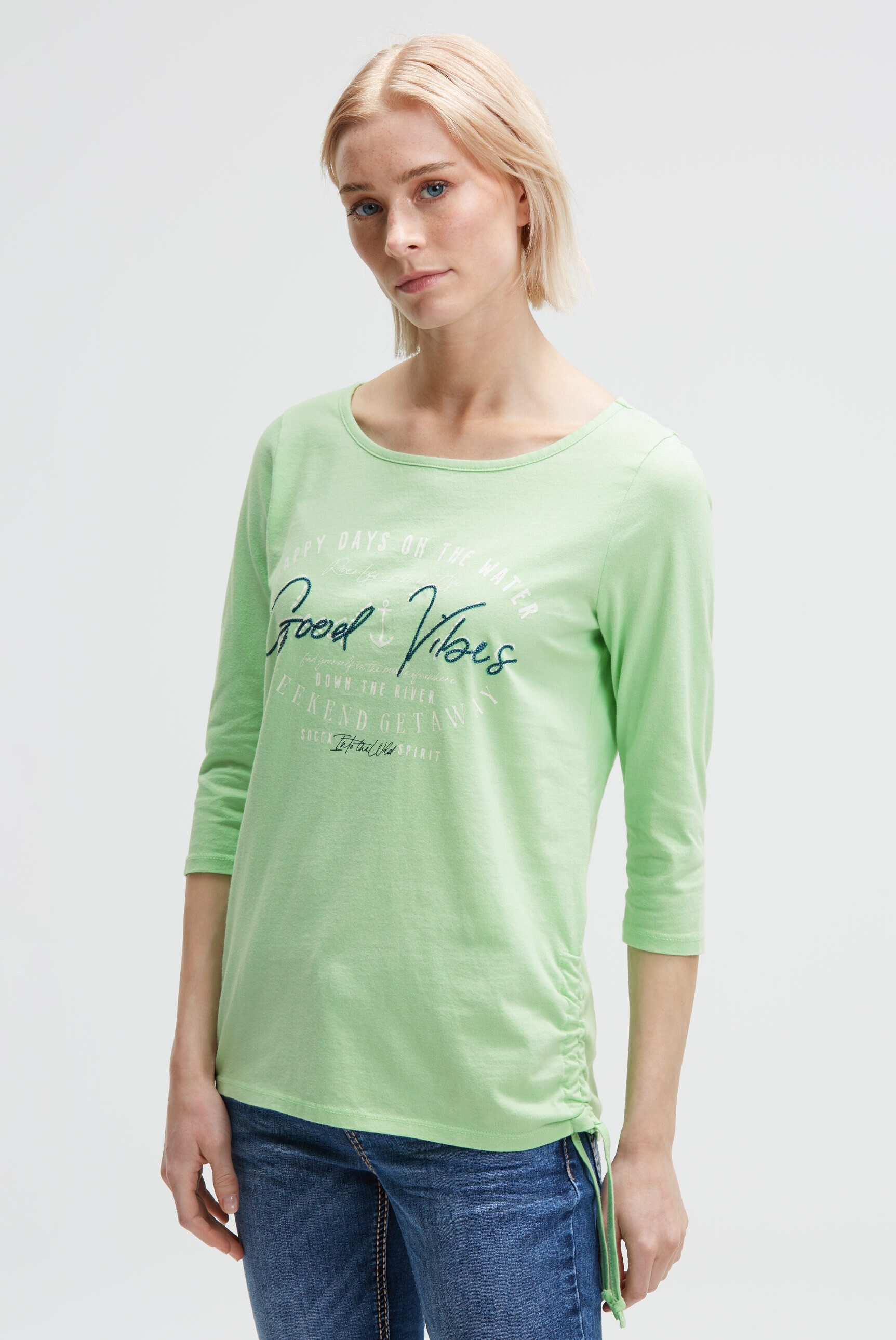 SOCCX 3/4-Arm-Shirt mit Bindeband am Saum günstig online kaufen