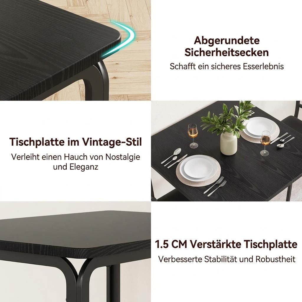 GarveeMore Essgruppe Ktichen Tisch mit 2 Stühlen für Küche & Esszimmer, Kompaktes Esszimmer-Set für kleine Räume(Tisch mit 2 Stühlen)