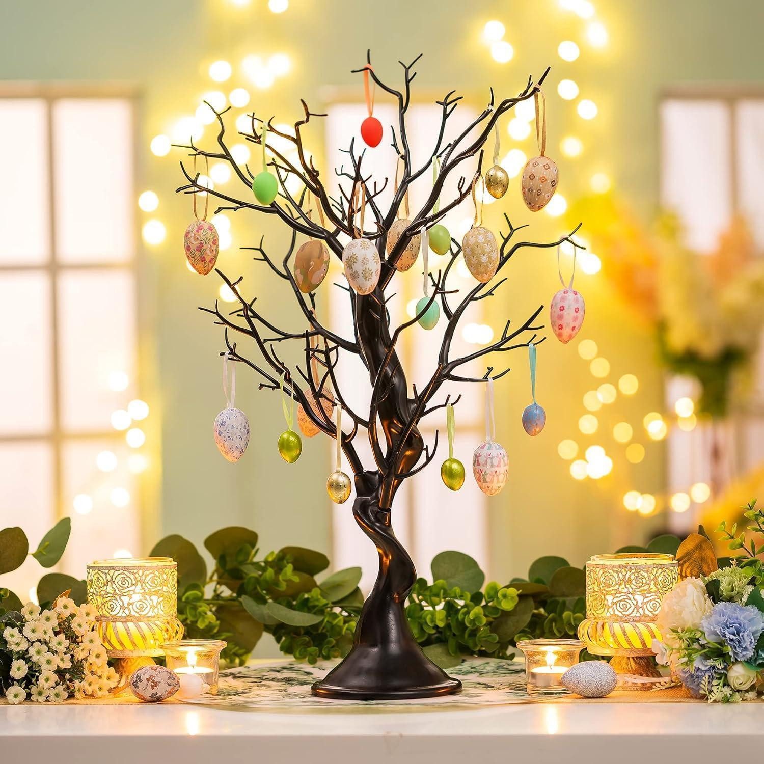 Kunstbaum Zweig Baum Künstlicher Osterbaum 58cm Schwarz Tischdekoration, LuxusKollektion