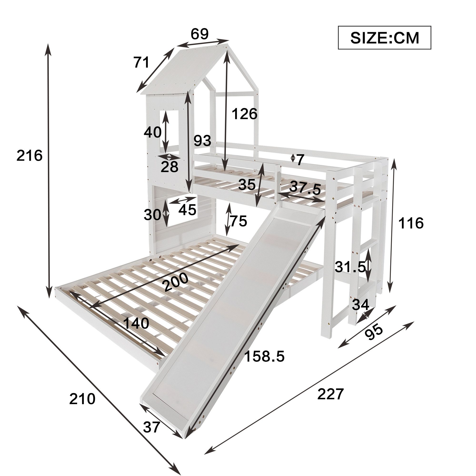 Flieks Etagenbett, Etagenbett Kinderbett mit Oberbett 90x200cm und Unterbet günstig online kaufen