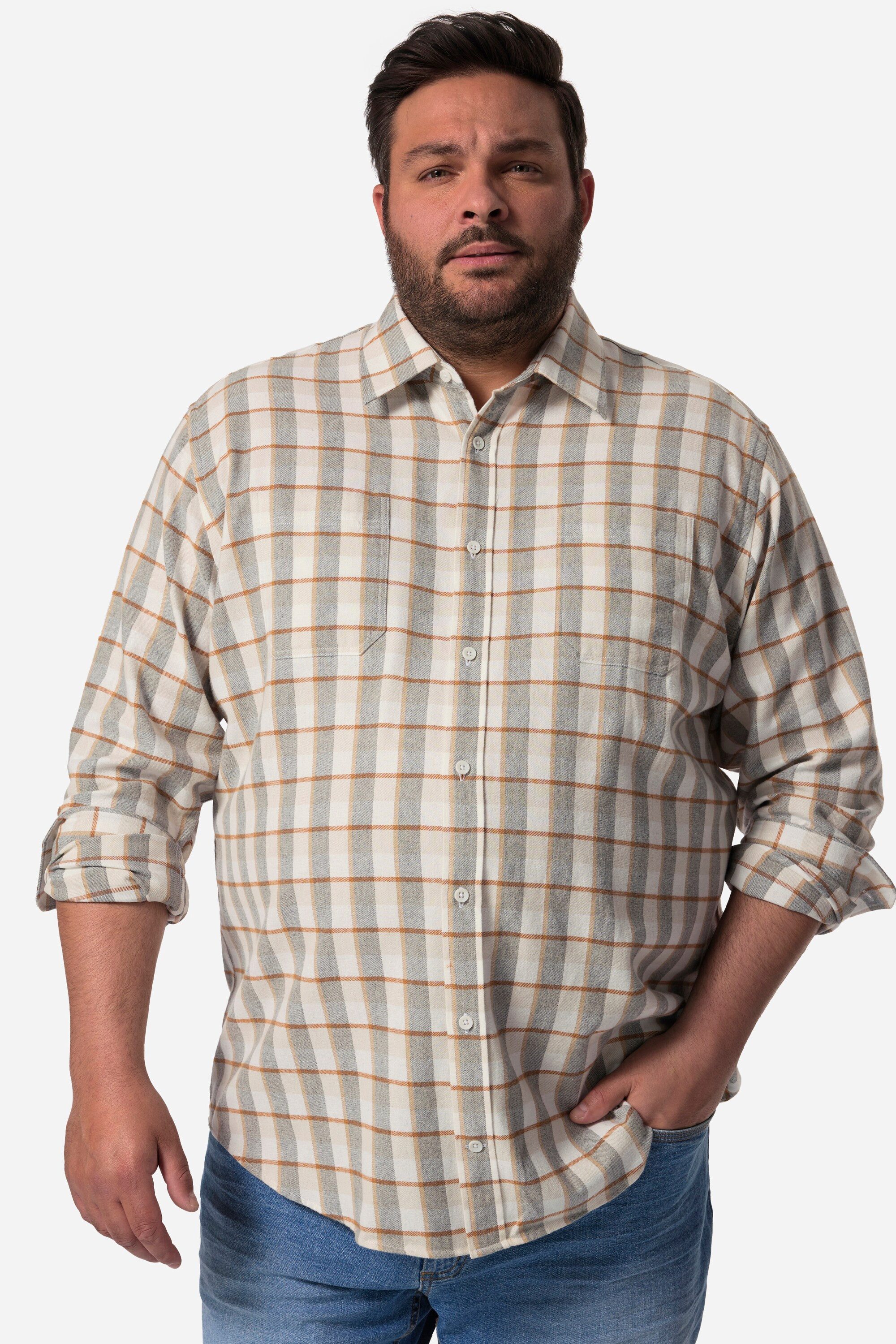 Businesshemd Men+ Karo-Flanellhemd Langarm Kentkragen bis 8 XL