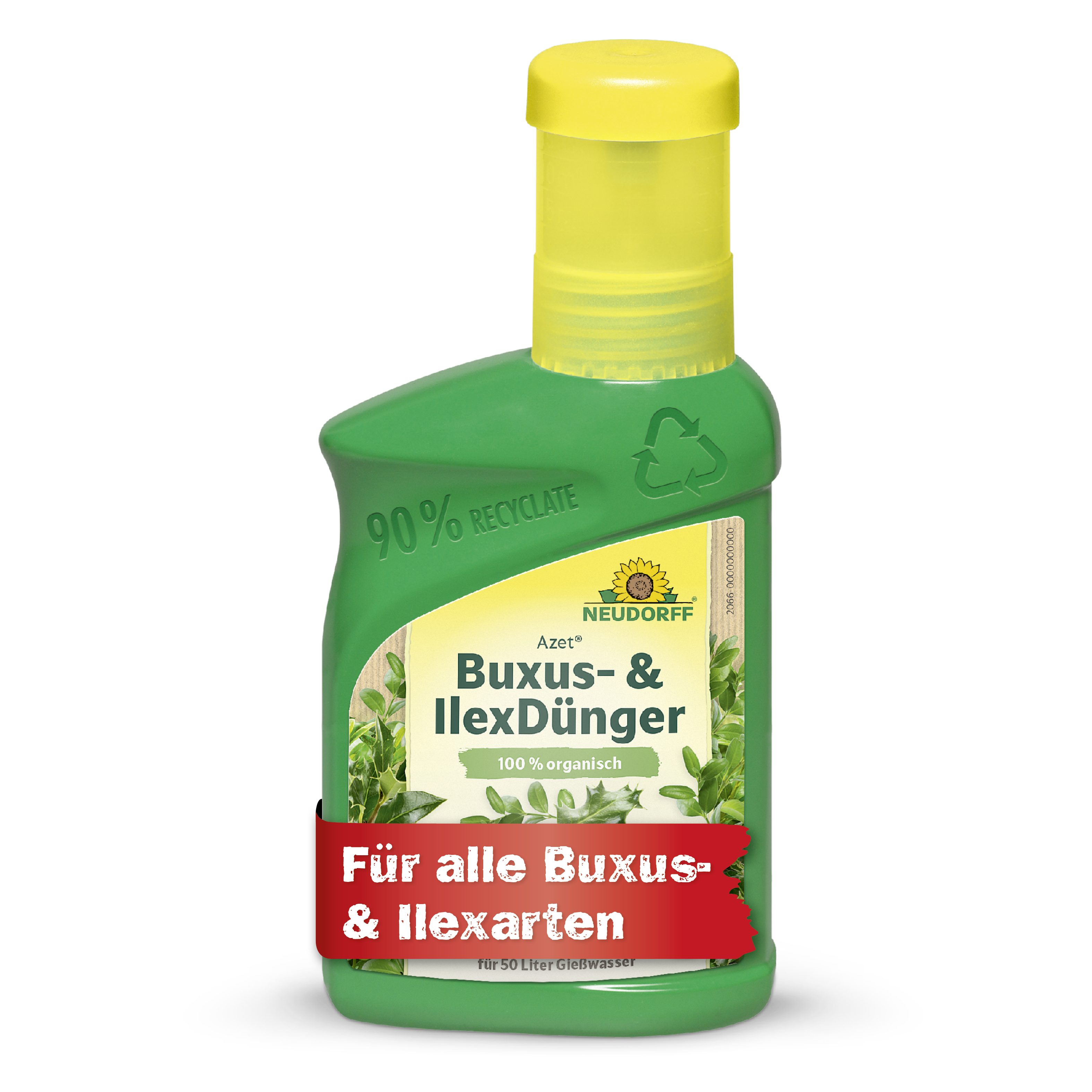 Neudorff Rasendünger Bio - Azet Buxus- & IlexDünger 250 ml für 50 Liter Gießwasser, Fördert dichten Wuchs, kräftigen Neuaustrieb und sattes Grün, Salzarme Rezeptur zur Schonung empfindlicher Feinwurzeln, Mit Mykorrhiza & Mikroorganismen für Buxus und Ilex