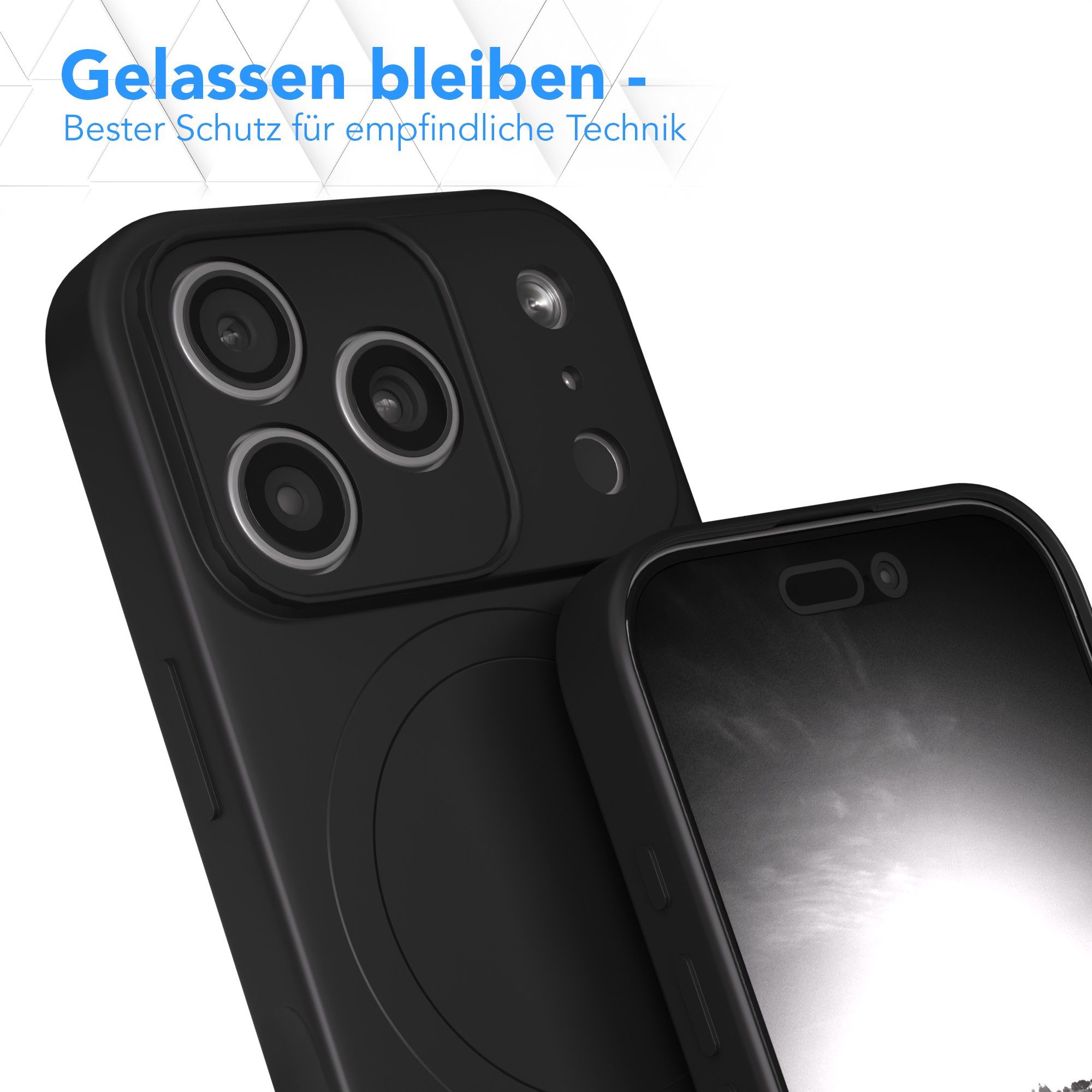 EAZY CASE Handyhülle für Apple iPhone 17 Pro Hülle Silikon 6,3 Zoll, Schutzhülle mit MagSafe kratzfest Back Cover Kameraschutz Schwarz – Bild 4 von 5