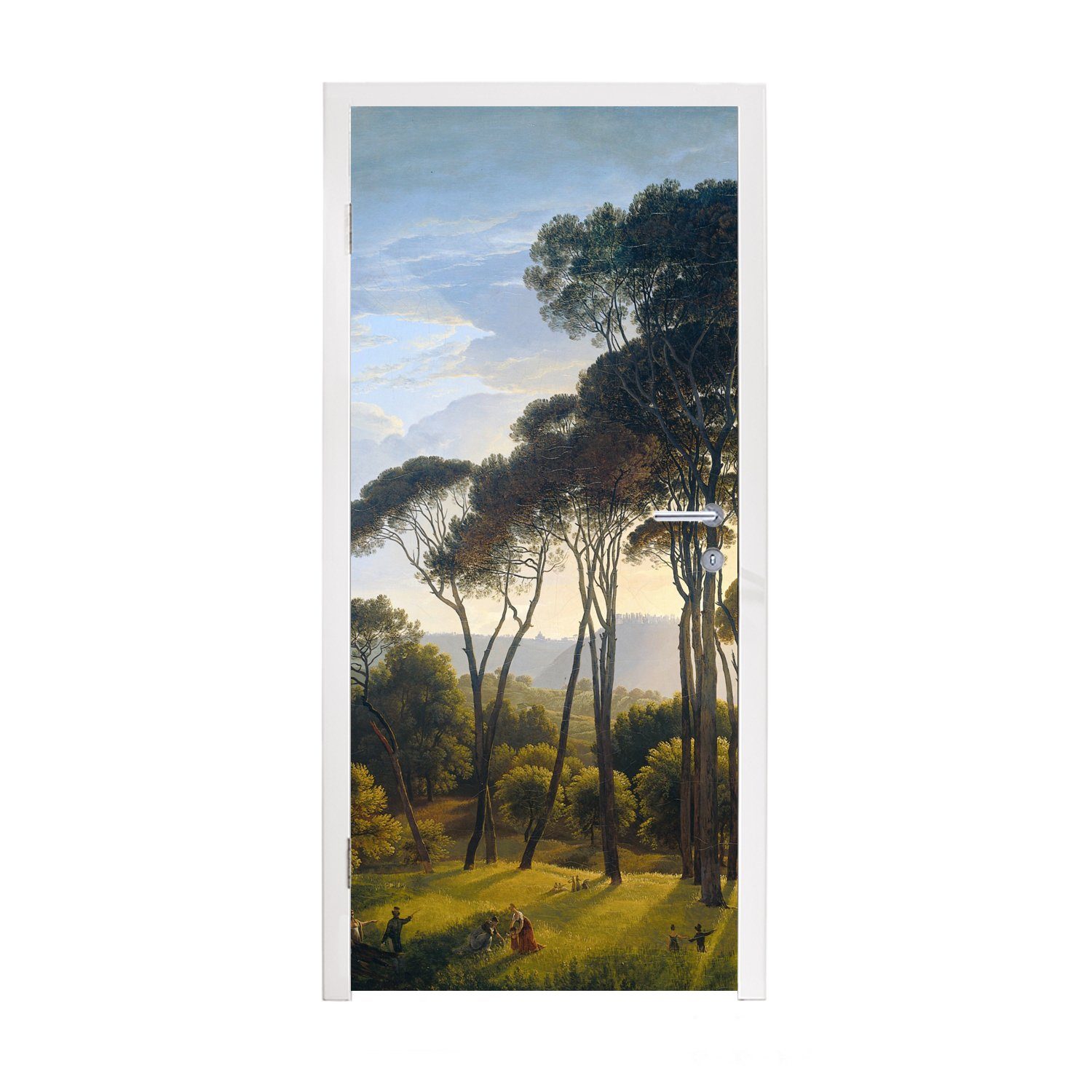 MuchoWow Türtapete Italienische Landschaft mit Zirbelkiefer - Hendrik Voogd - Kunst, Matt, bedruckt, (1 St), Fototapete für Tür, Türaufkleber, 75x205 cm