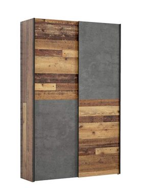 FORTE Mehrzweckschrank Schwebetürenschrank Mehrzweckschrank OZZULA Old Wood Vintage und Beton