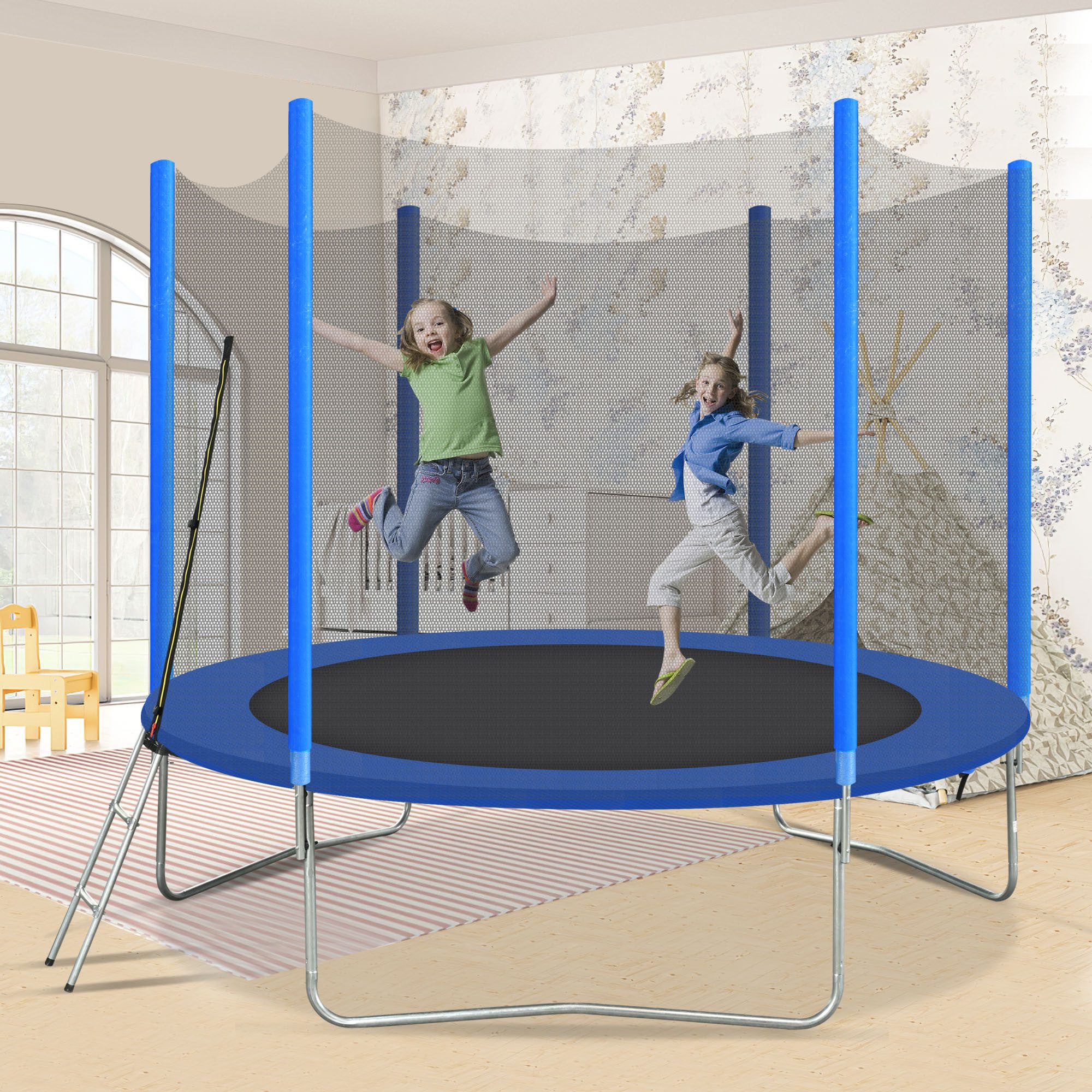 Kindertrampolin 140cm Mit Sicherheitsnetz - Verstellbares Trampolin Für Innen & Außen