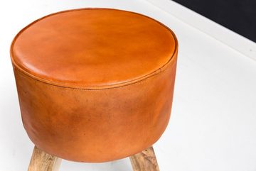 KADIMA DESIGN Sitzhocker Hocker aus Ziegenleder, Natürlich & Haltbar – Handgefertigt