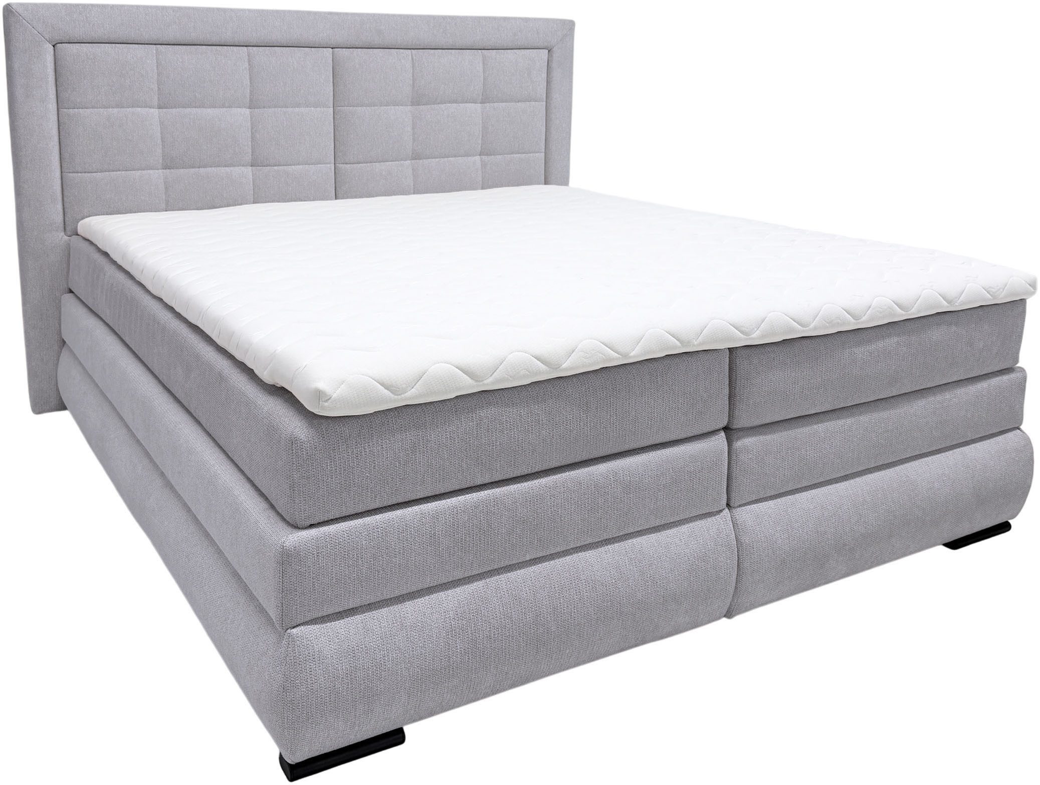 OTTO home Boxspringbett MIVVA mit Bettkasten, mit Taschenfederkernmatratze H3, H3/H4 mix, H4 (mit hochwertigem Strukturstoff, wahlweise mit LED-Leuchten), mit Kaltschaum- oder Visco-Topper (bei H4), Komfortliegehöhe 67cm