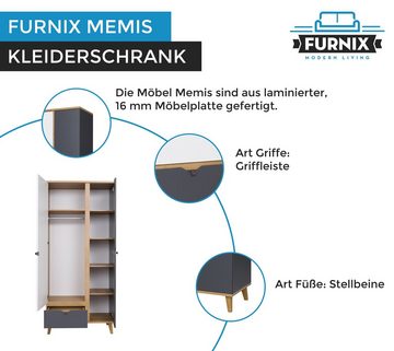 Furnix Kleiderschrank MEMIS 90 cm 2-türiger Garderoben oder Kleiderschrank Eiche Gold B90 x H200 x T52 cm