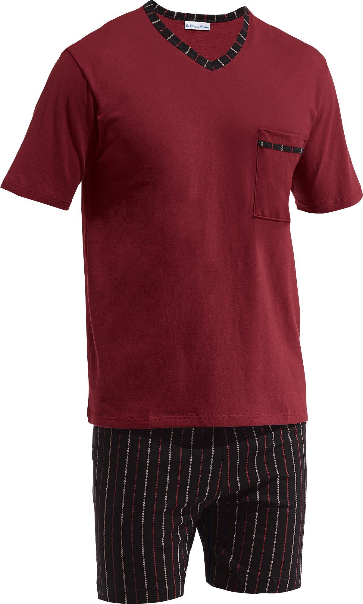 Erwin Müller Pyjama Herren-Shorty Single-Jersey Streifen